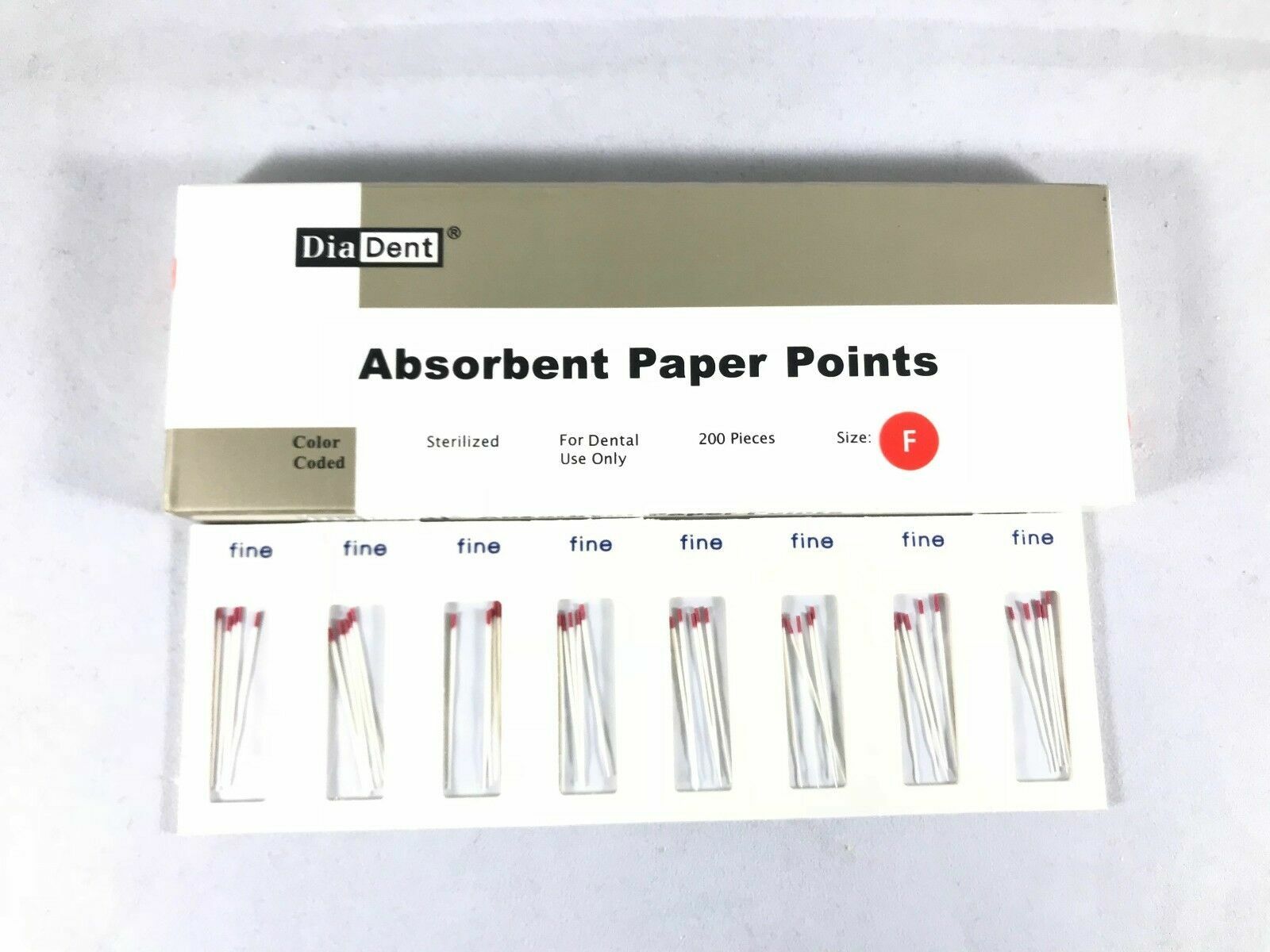 DIADENT Absorbent Paper Points Sterilized Color Coded 200/Pack Cell Pack Size F