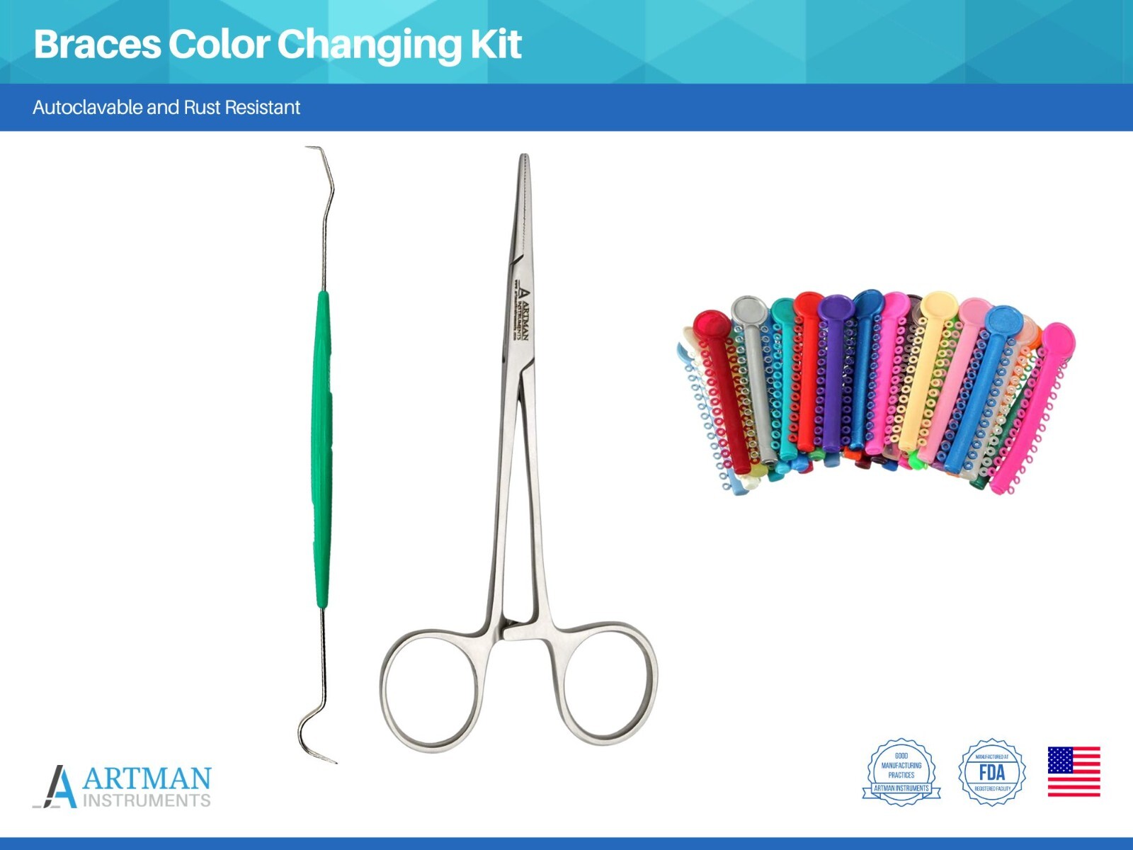 Braces Color Changing Kit Orthodontic Ligature Ties for Brackets 1040pcs