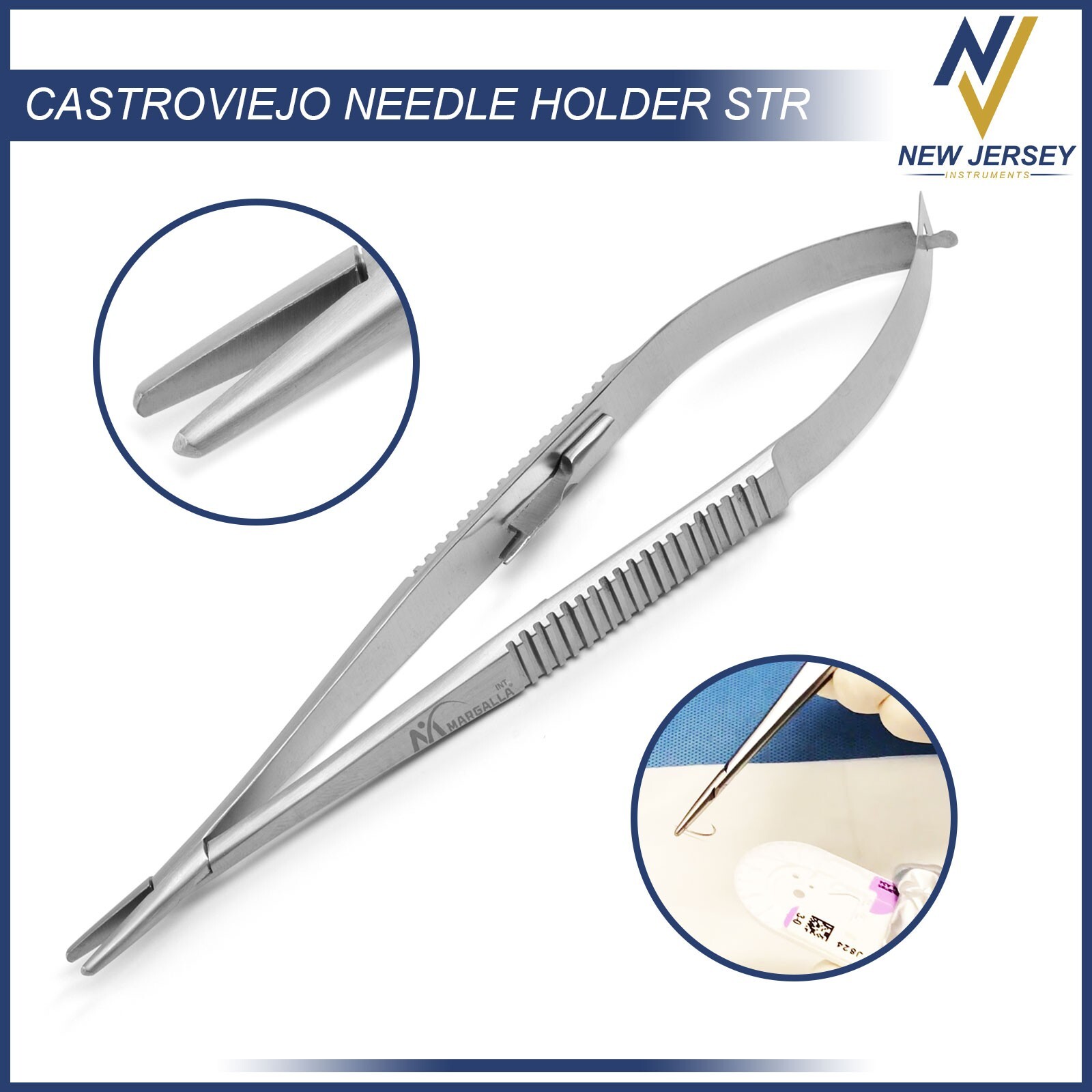 Castroviejo Micro Needle Holder, 15 cm / 5.9″, straight, with lock, featherlight