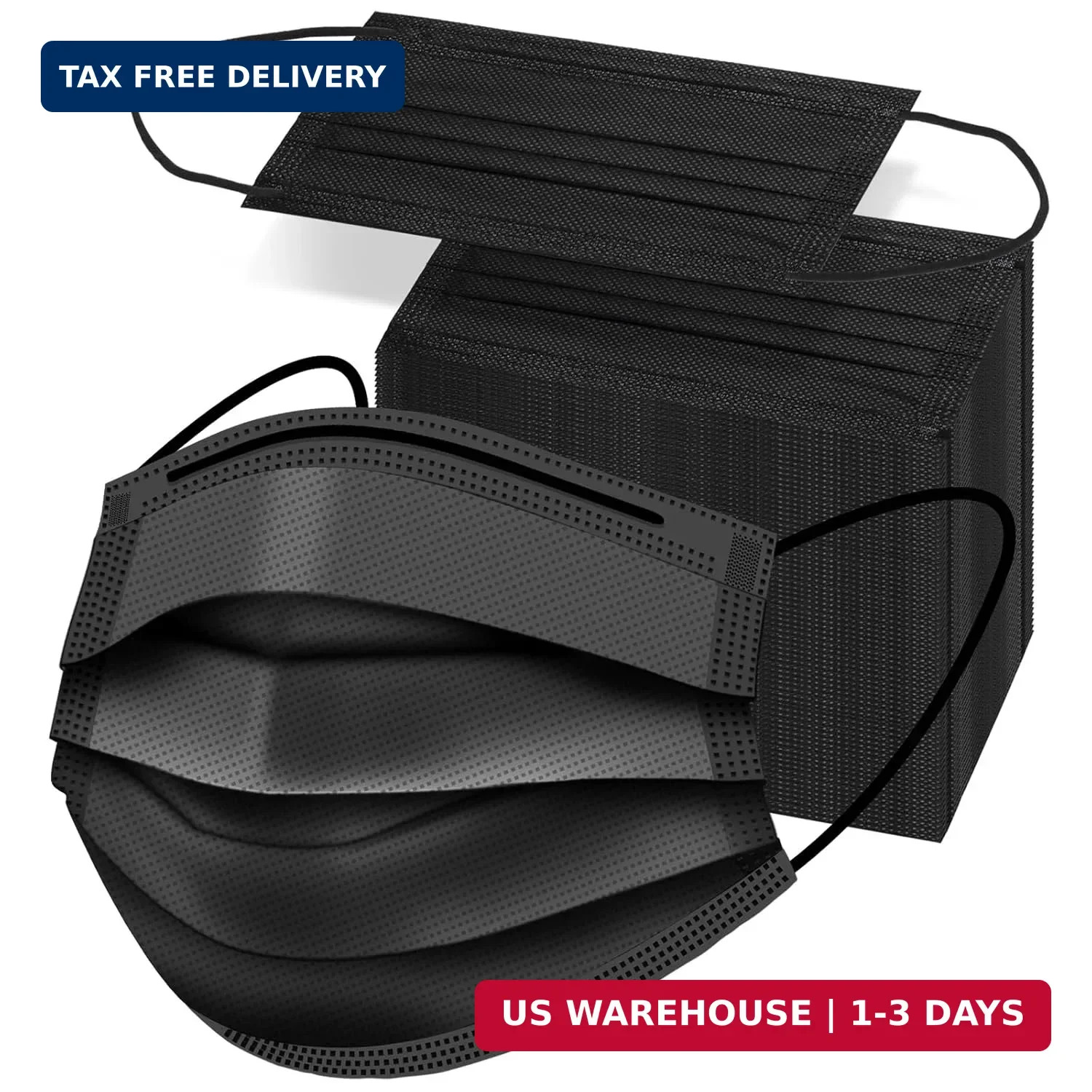 ZTANPS 50PCS Disposable Face Masks, Black Masks, 3 Layer Protection Black Dispos