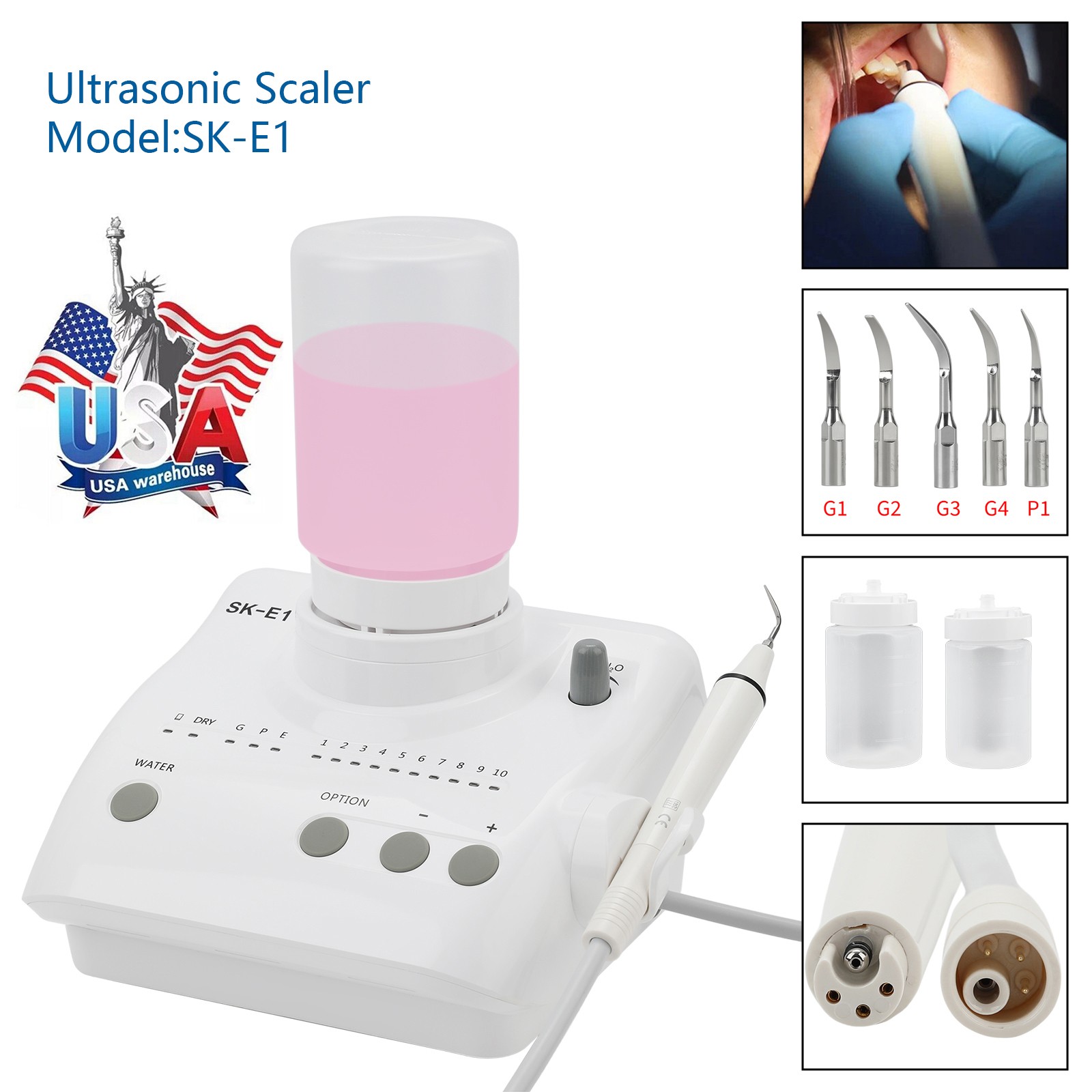 For Cavitron Dental Portable Ultrasonic Piezo Scaler+2*Bottles fit EMS Handpiece