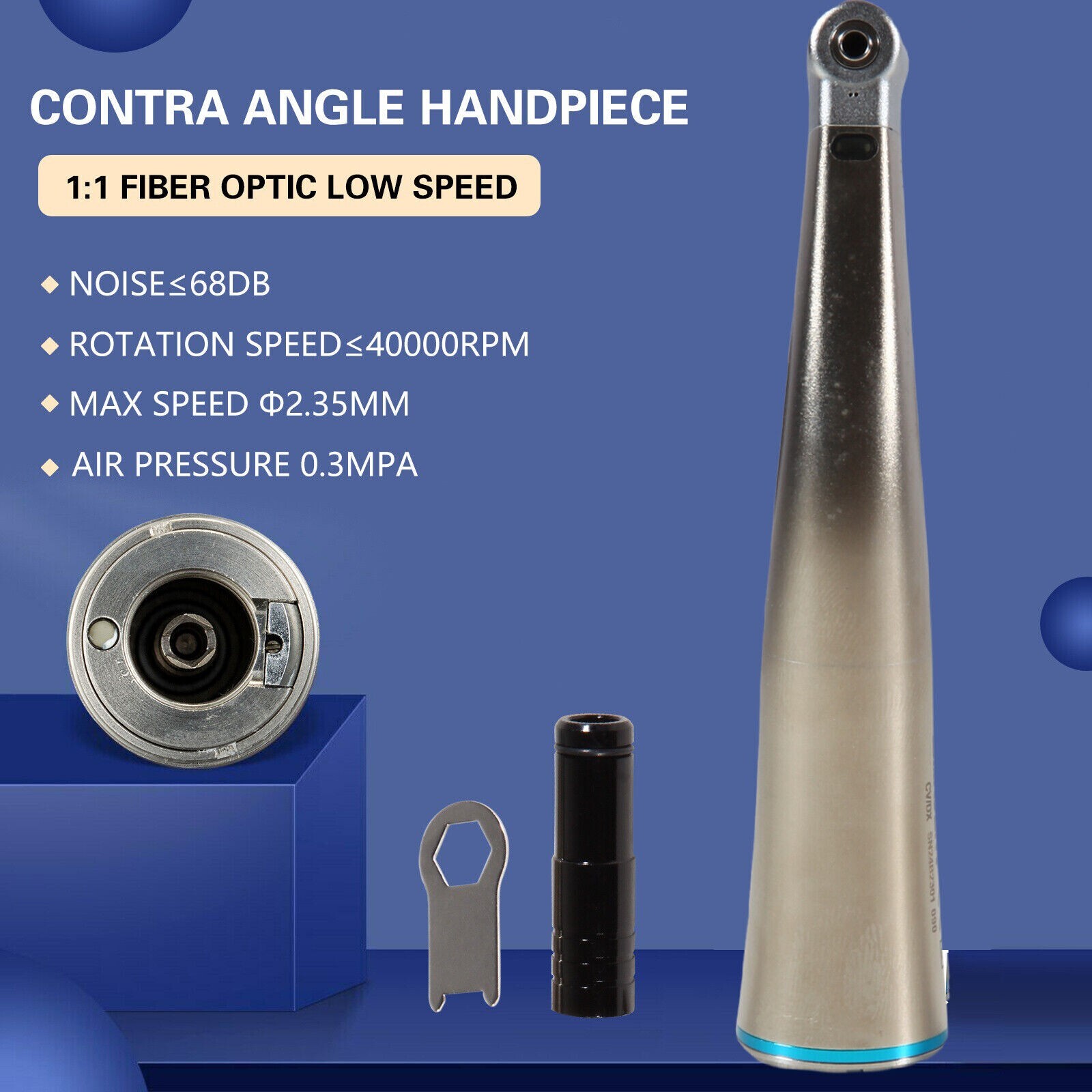 Dental LED Light Fiber Optic Contra Angle 1:1 Low Speed Handpiece DS USA
