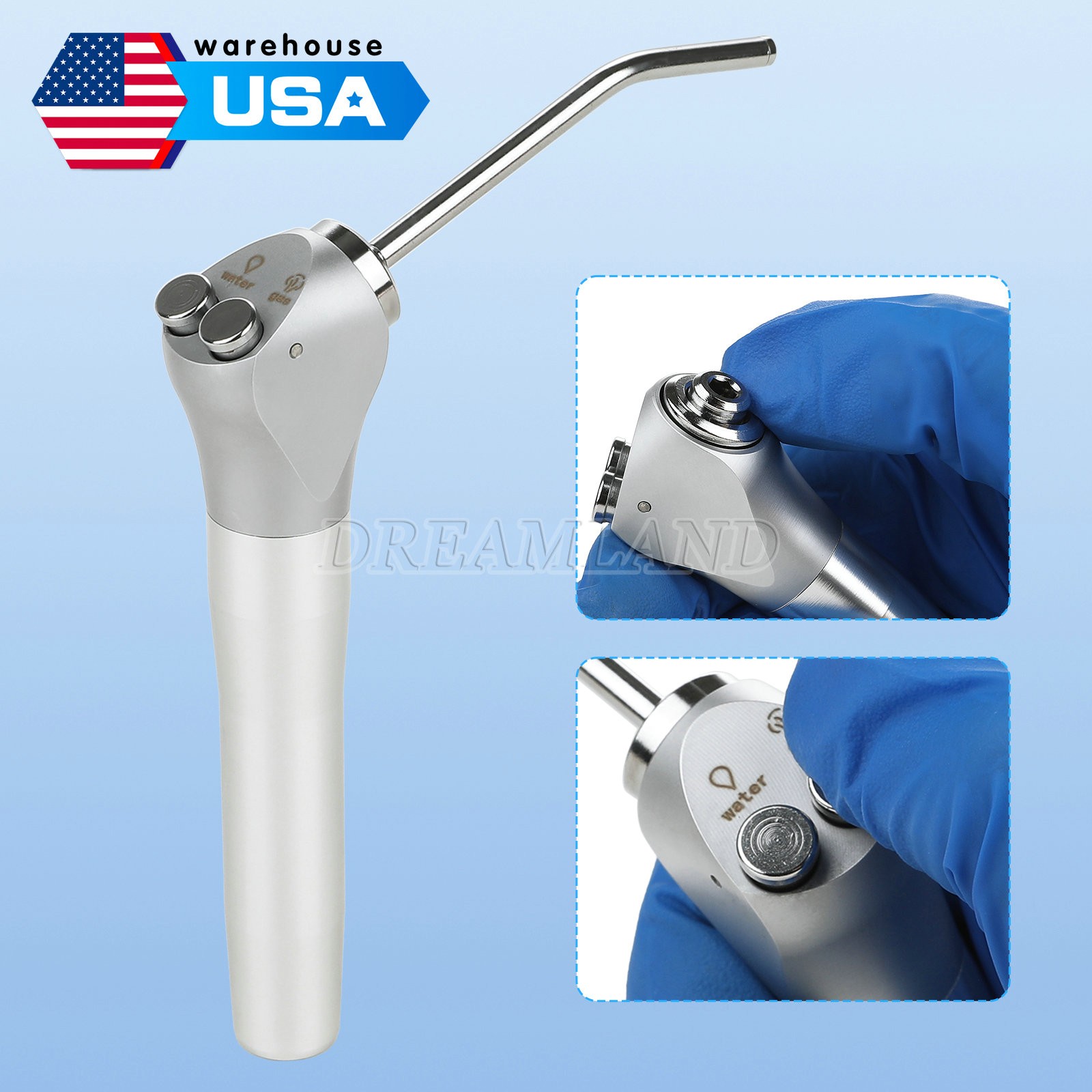 Dental Air Water Spray Triple Syringe 3 Three Way Handpiece W/ 2 Nozzles Tips de