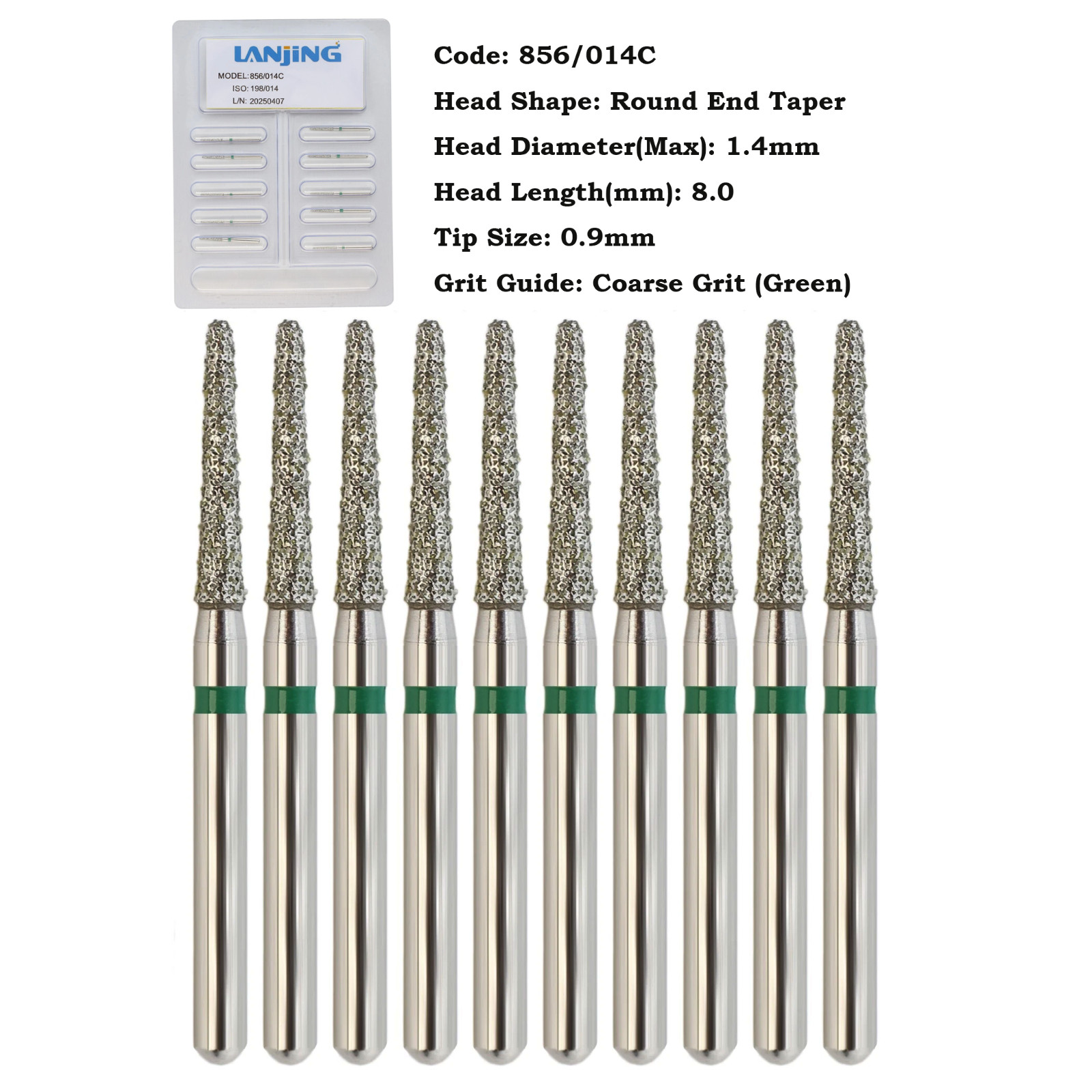 Dental Diamond Burs FG Round End Taper 856 850 Super Coarse Fine High Speed Burr
