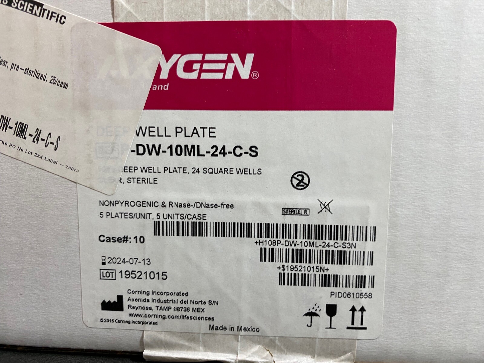 AXYGEN 24-Well 10mL Rectangular Deep Well Plates V-Bottom P-DW-10ML-24-C-S 25/cs