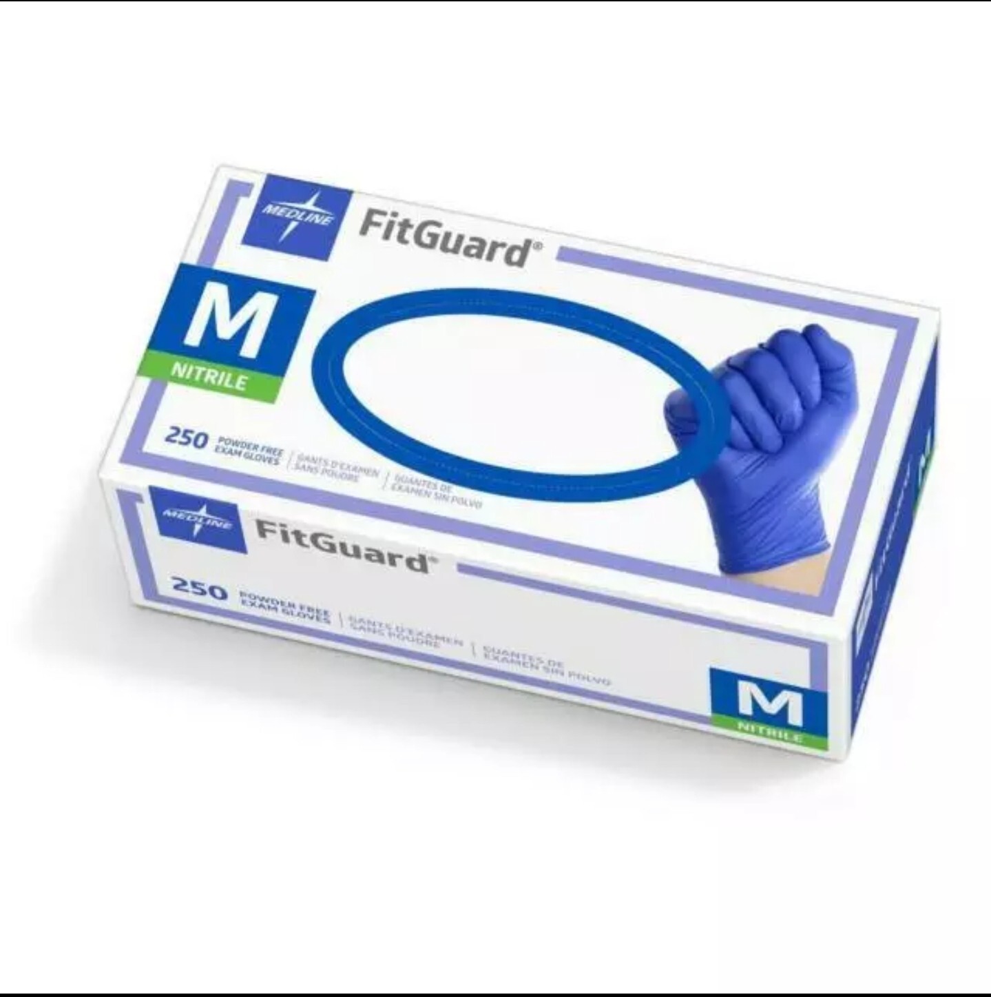 Medline Nitrile Gloves Powder Free Dark Blue -Medium- 1box=250ct – 10box=1Case