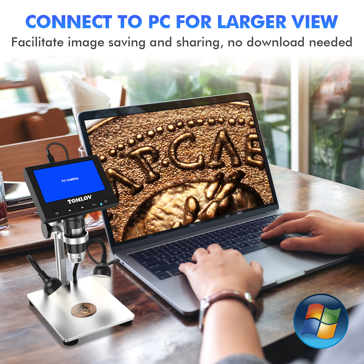 TOMLOV 1000X Digital Microscope Camera 4.3″ LCD Coin magnifier solder workbench