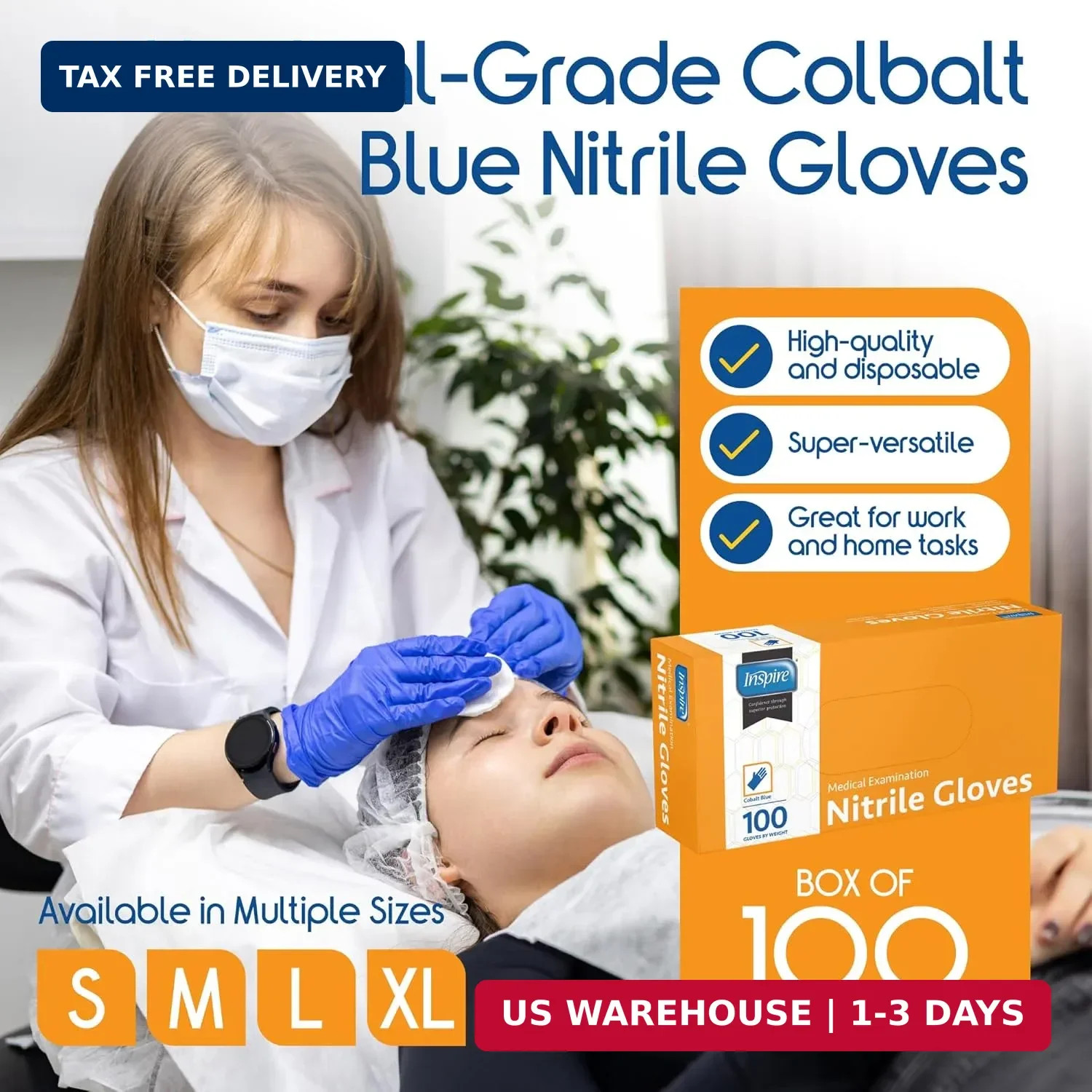 Inspire Cobalt Blue Nitrile Disposable Gloves | 4.5 Nitrile Safety Medical Exam