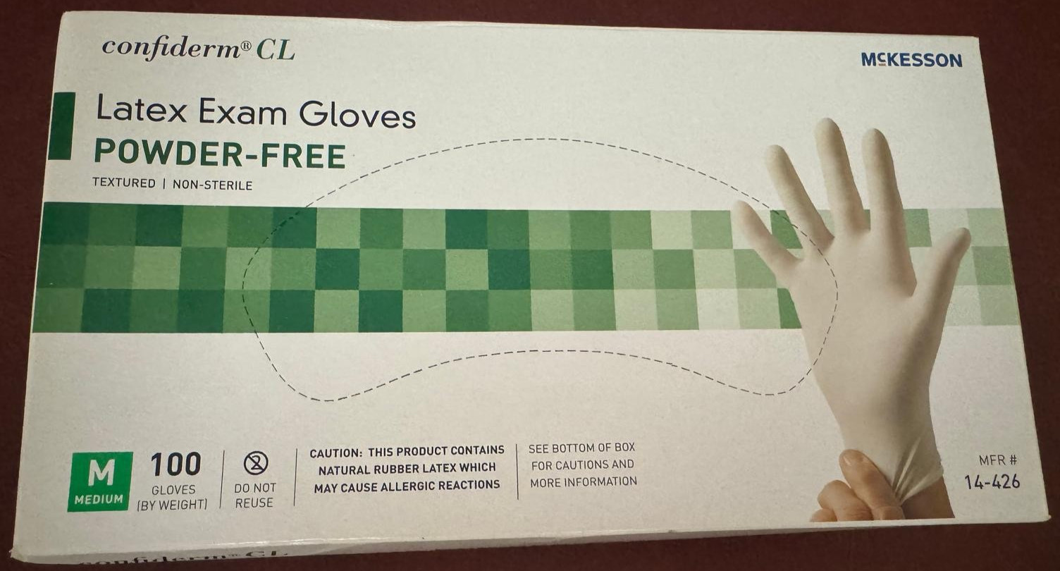 Latex Exam Gloves Medium M Powder Free Disposable Non Sterile 100 Count Cream