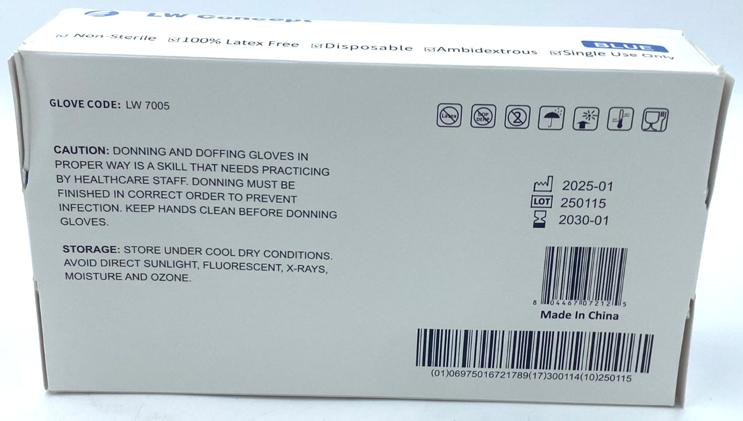 LW Concept Nitrile Exam Gloves XXL Blue Powder Free Disposable Medical NEW