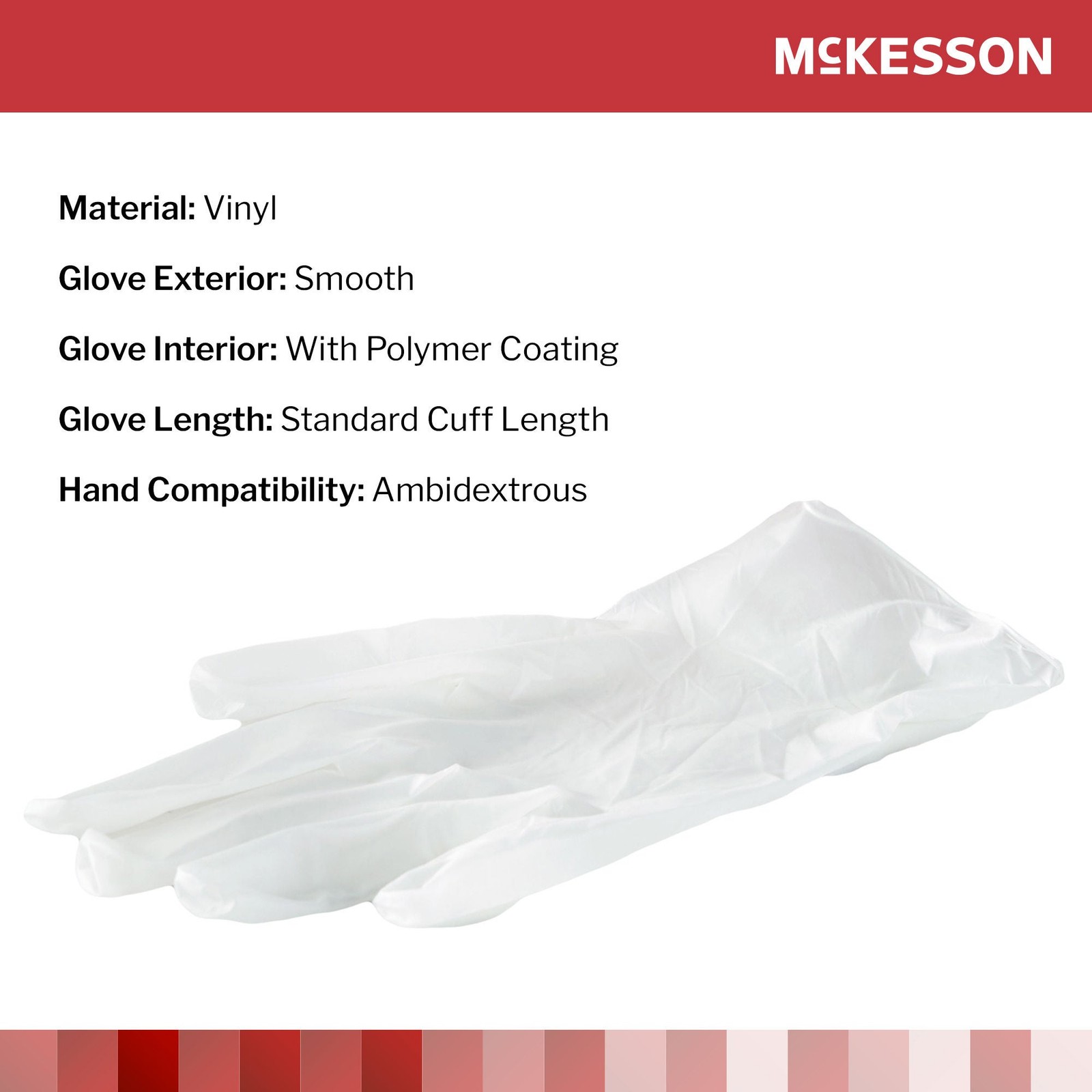 McKesson Vinyl Exam Glove Standard Cuff Length MEDIUM 1000 per Case