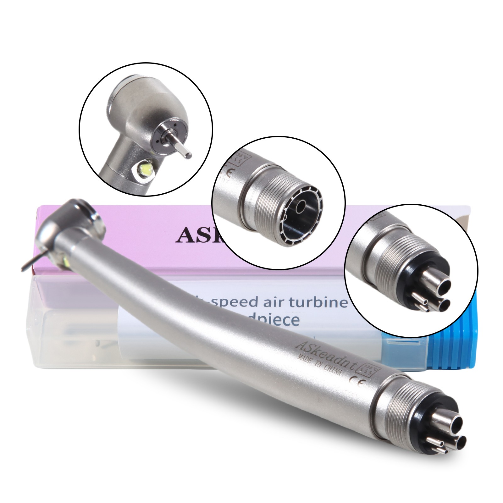 Dental Fiber Optic E-generator LED High Speed Handpiece Turbine 2/4H ASkeadnt ns