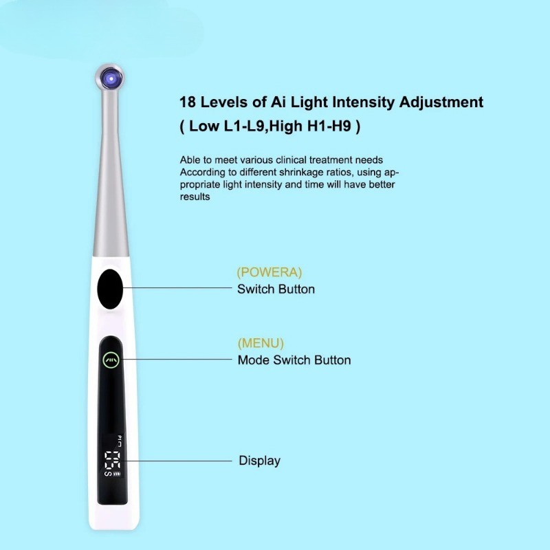 Dental Cordless LED Curing Light 1S LED Light Cure Lamp 4 Modes Metal Head 360°