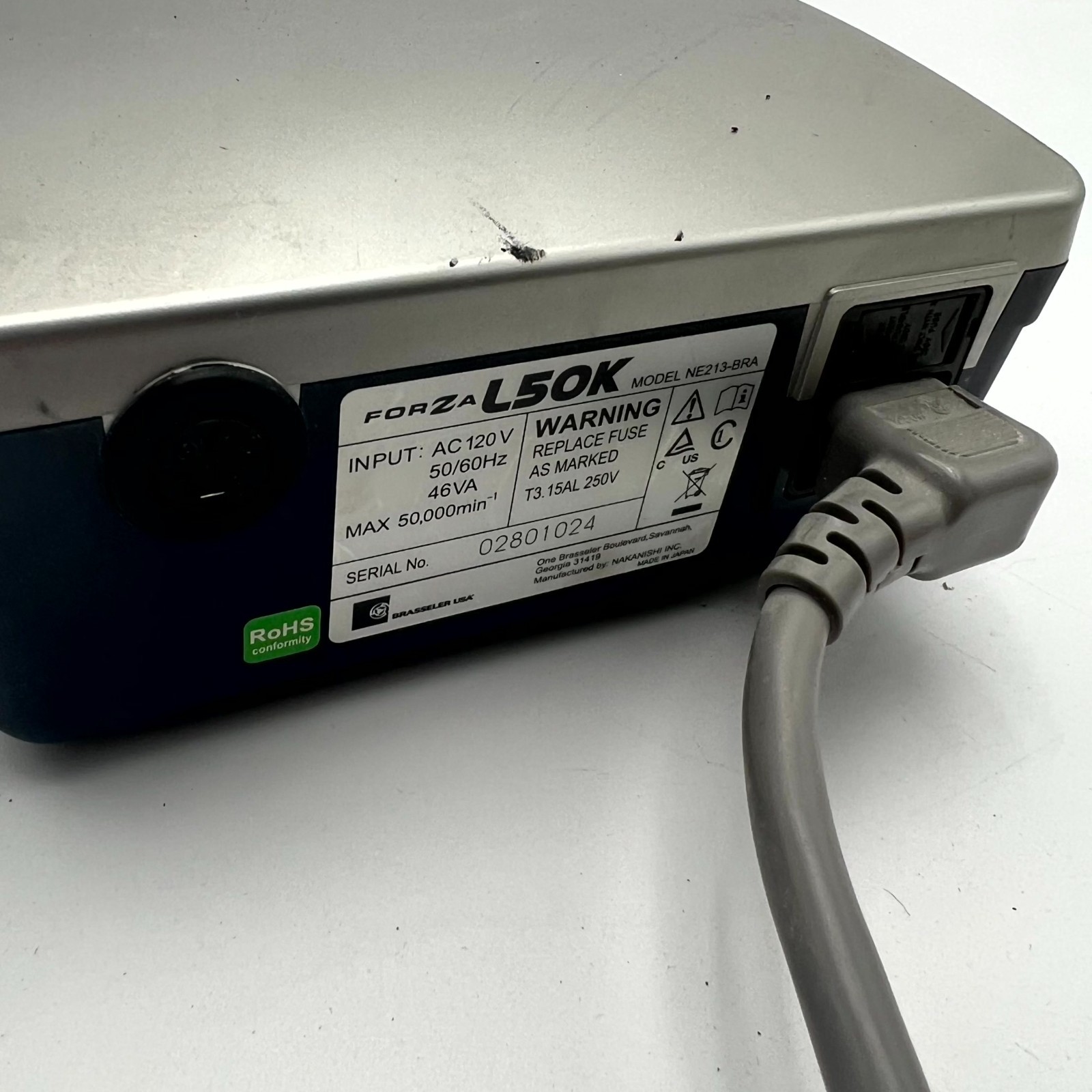 Forza L50K NE213-BRA Dental Micromotor Control Unit Silver Digital Speed Display