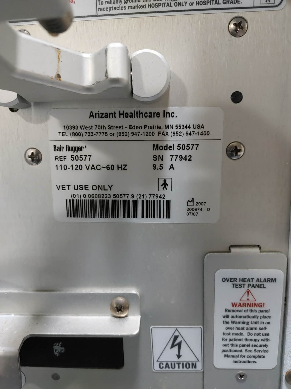 3M Bair Hugger 505 50577 VET Patient Warming Temperaure Management System w Hose