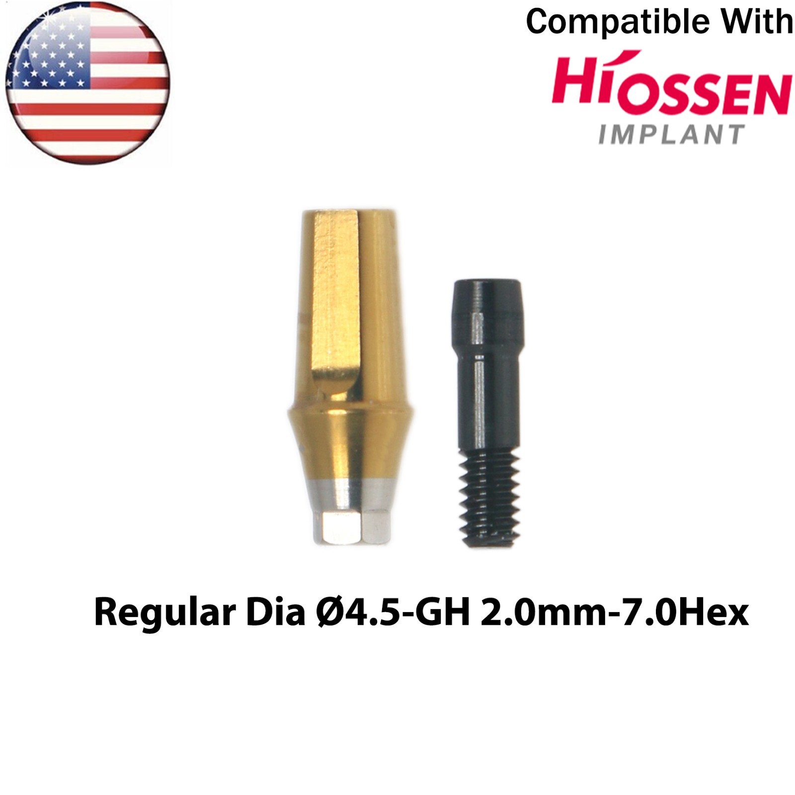 US Dental Straight Transfer Abutment Hex Fits Hiossen Osstem Regular Ø4.5/5.0mm