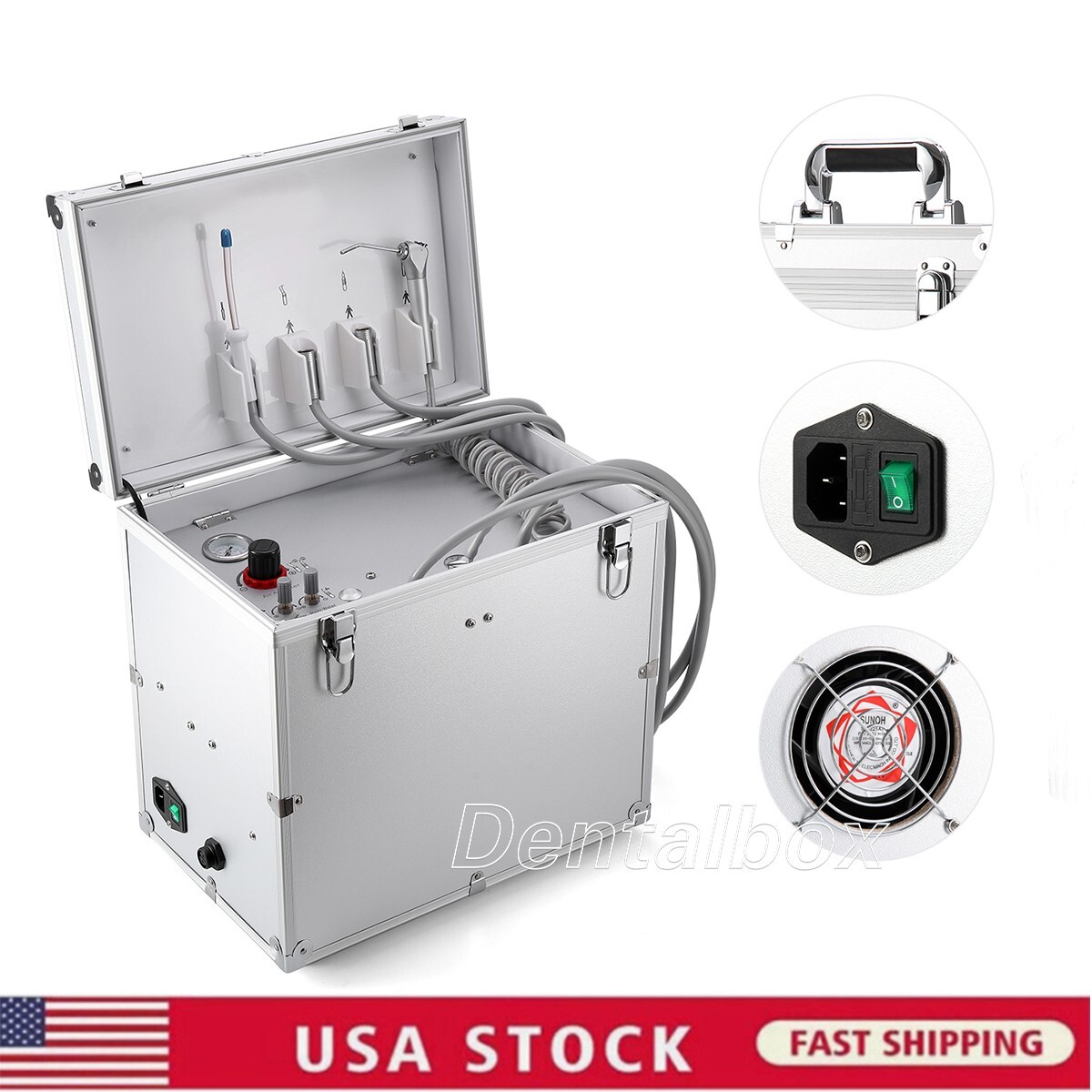 US STOCK Dental Portable Delivery Unit Air Compressor Suction Case BD-402
