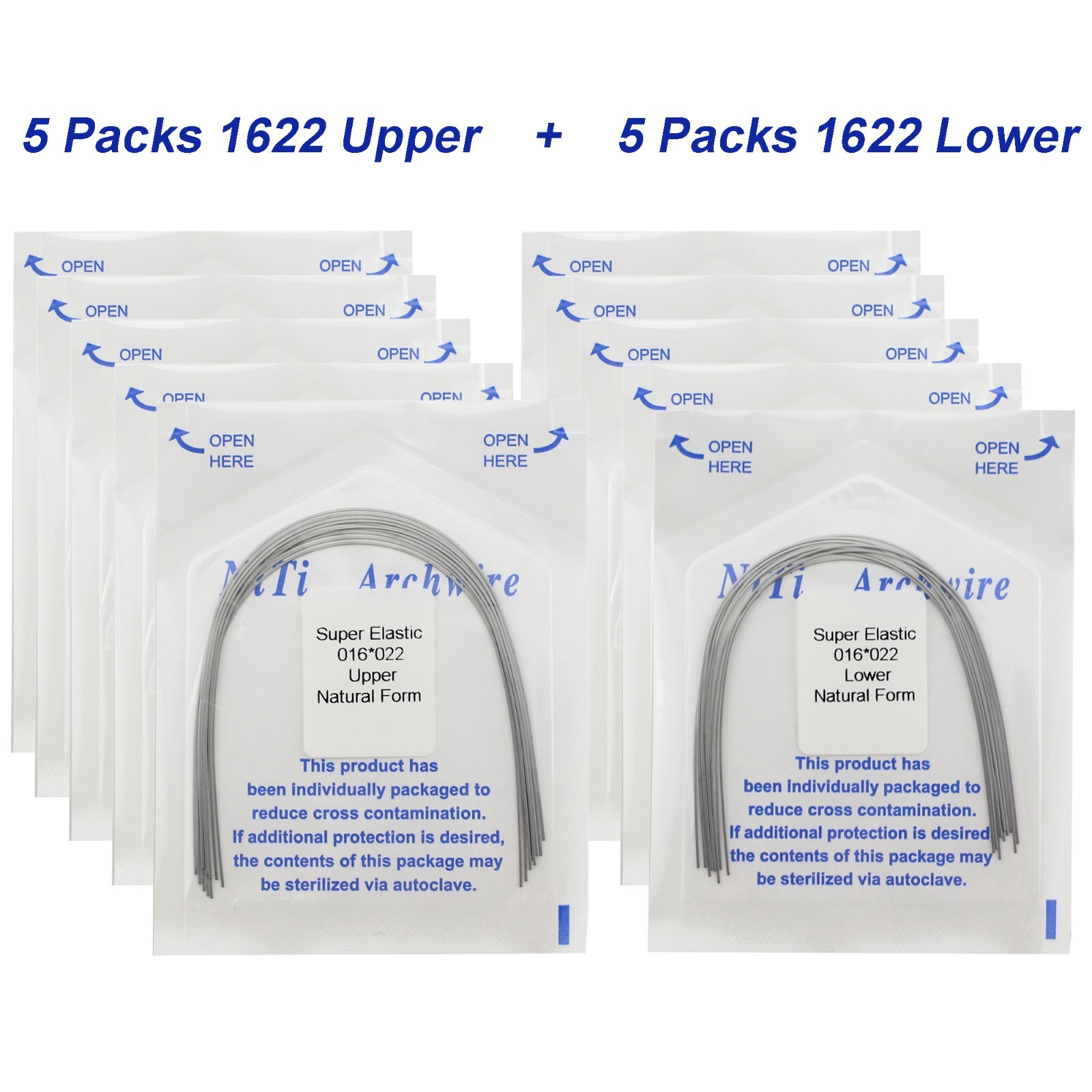 100PCS Dental Orthodontic Arch Wire Niti Natural Form Round Rectangular 16×22 14