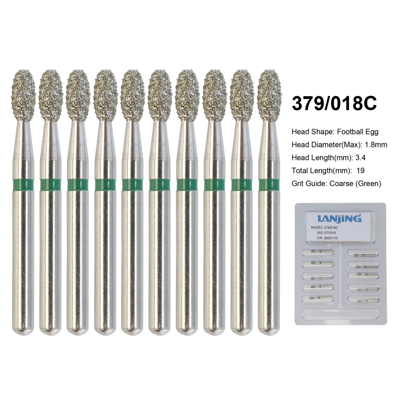 Diamond Burs Dental Zirconia Cutter Diamond Bur FG Football Round End Taper Pear