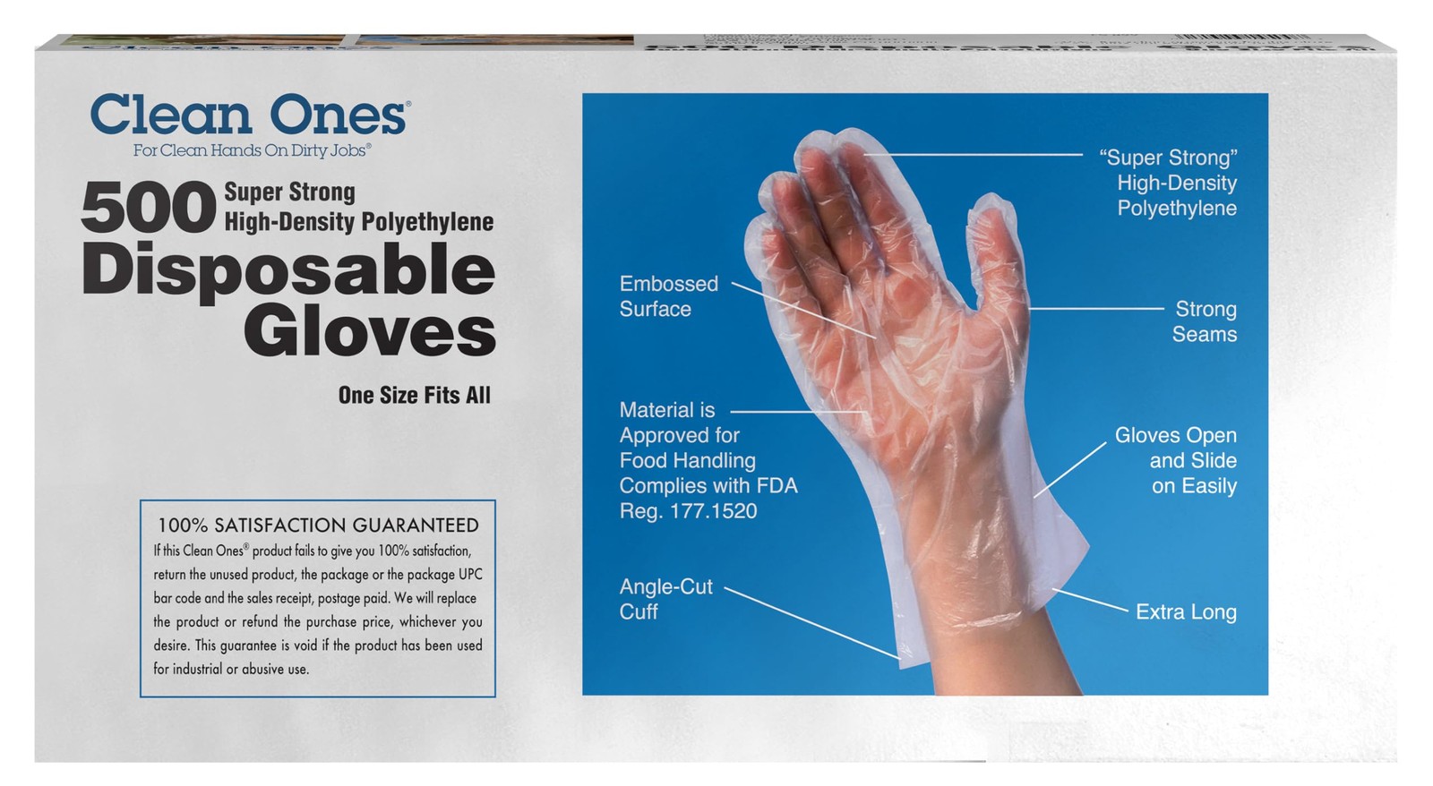 1000-Count Disposable Food-Safe Poly Gloves, Size