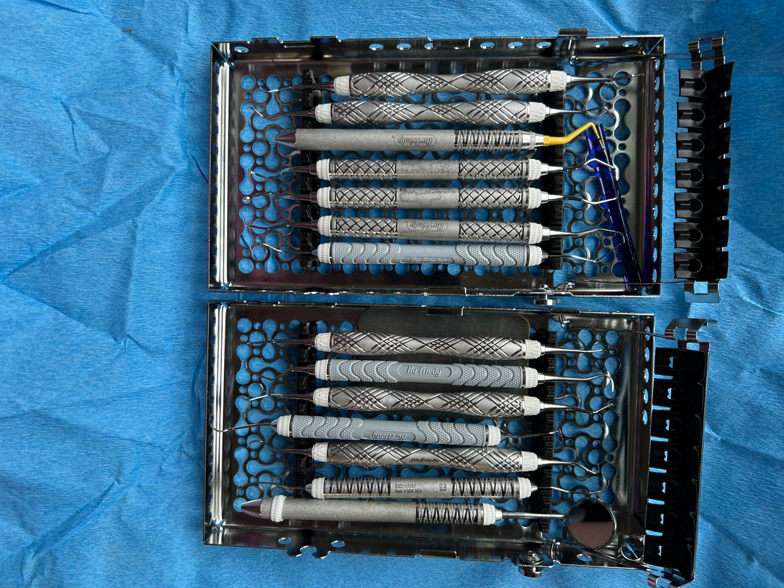 Hu-Friedy 14 Dental Hygiene Instruments & Cassette Good Condition School Use