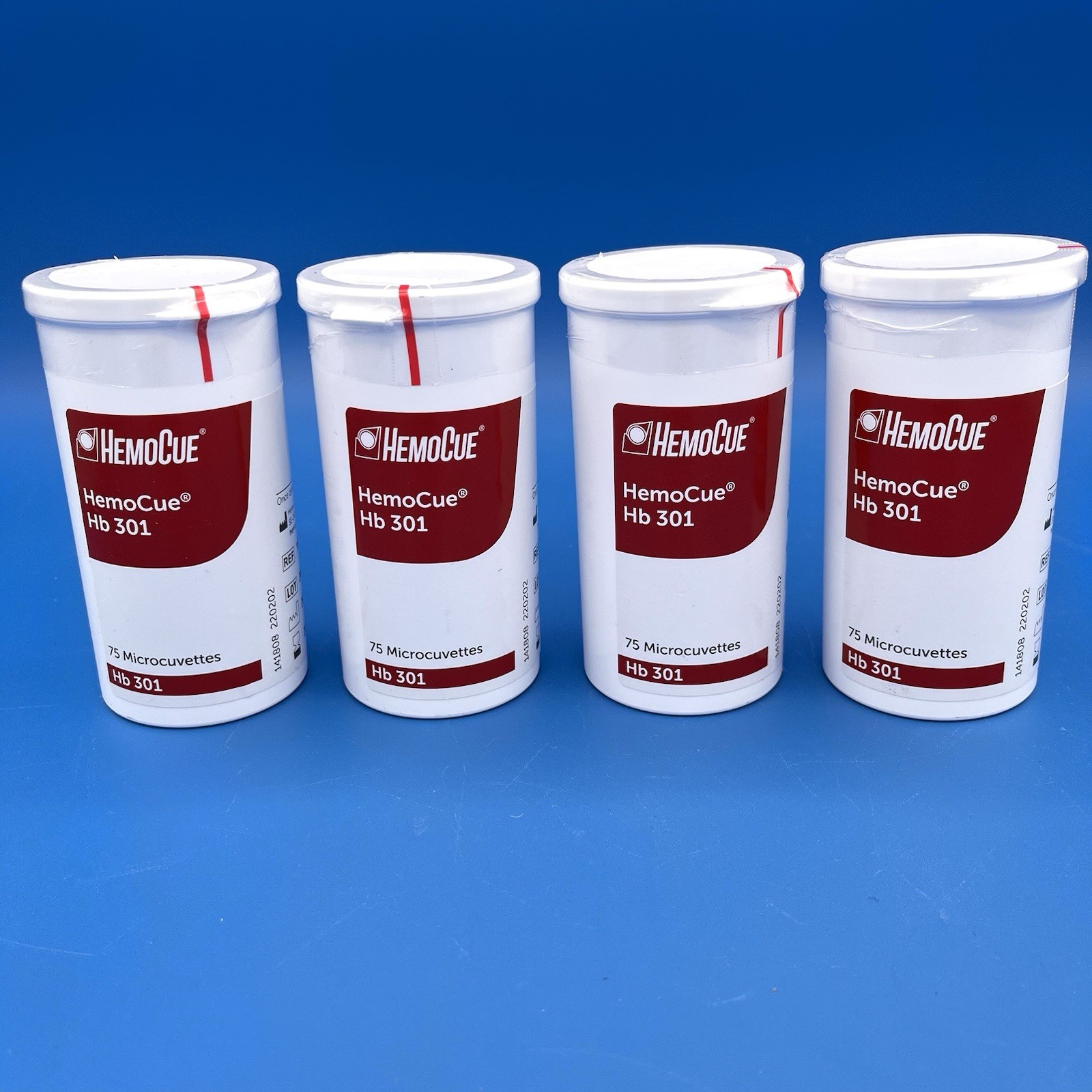 HemoCue Hb 301 Microcuvettes, 300 total (4×75), exp. 09/2026