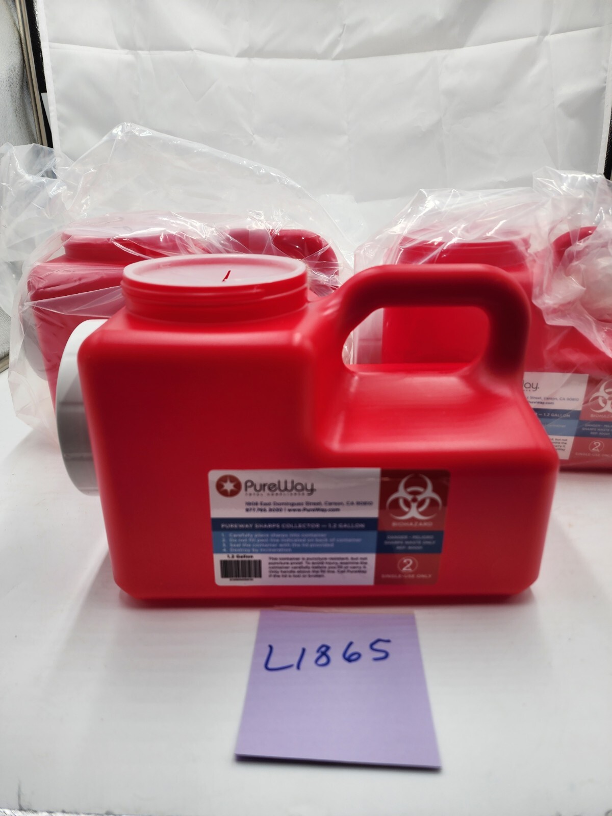 PureWay Sharps Collector 1.2 Gallon Disposal Container System Lot of 3
