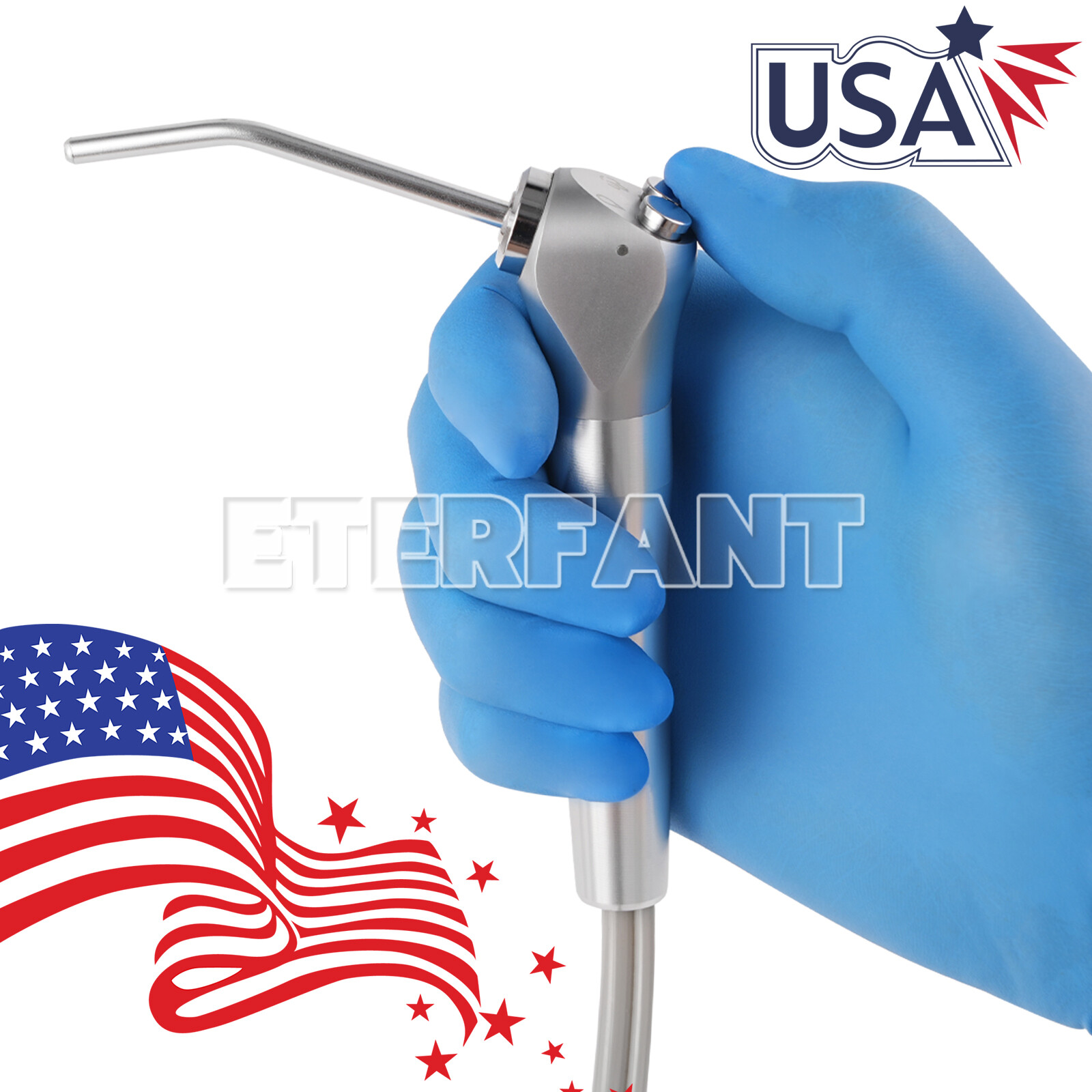 ETERFANT Portable Dental Turbine Unit Work with Air Compressor 4H+3 Way Syringe