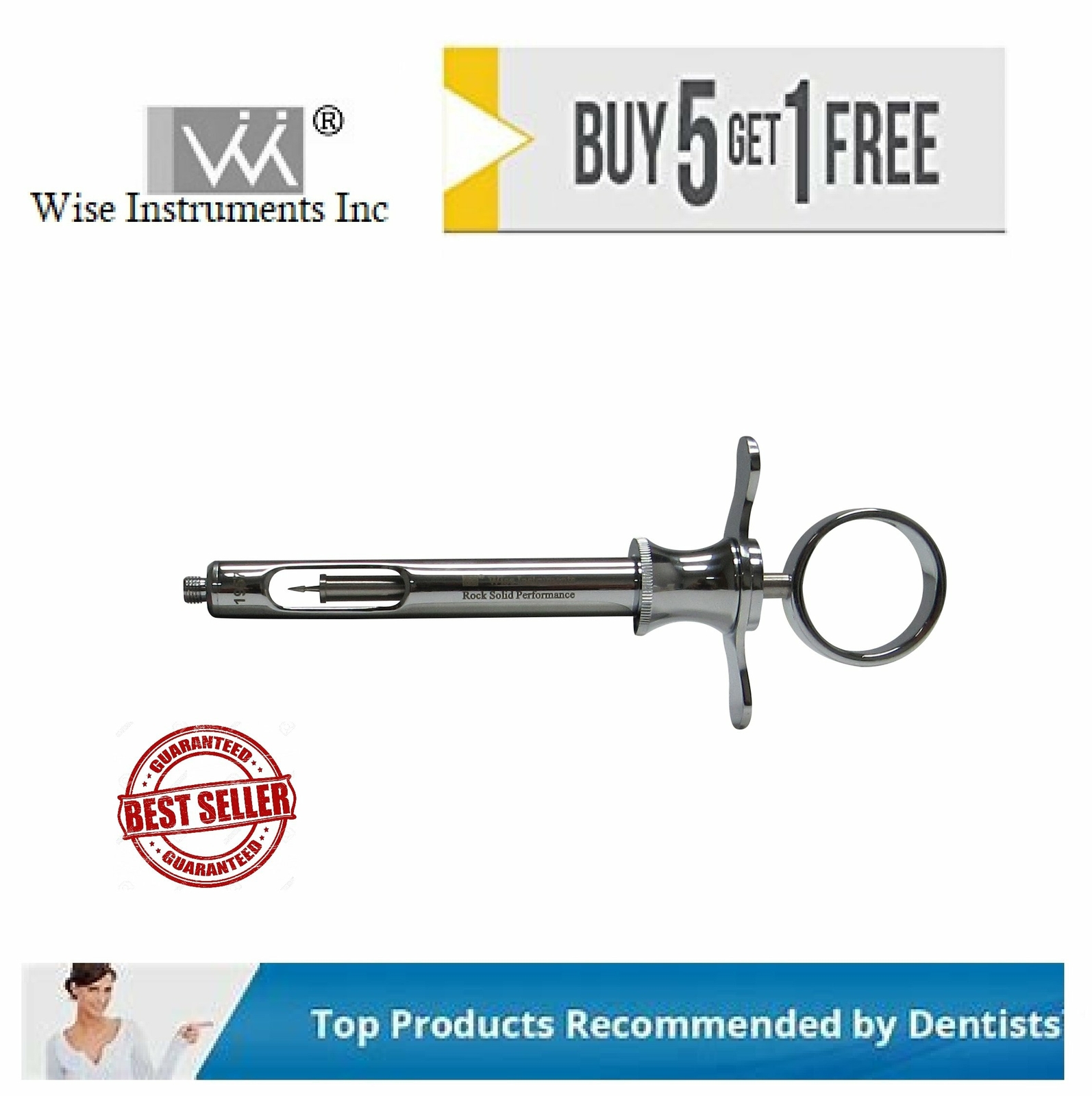 Dental Surgical Syringe Aspirating Syringe, 1.8Ml, CW by Wise instruments