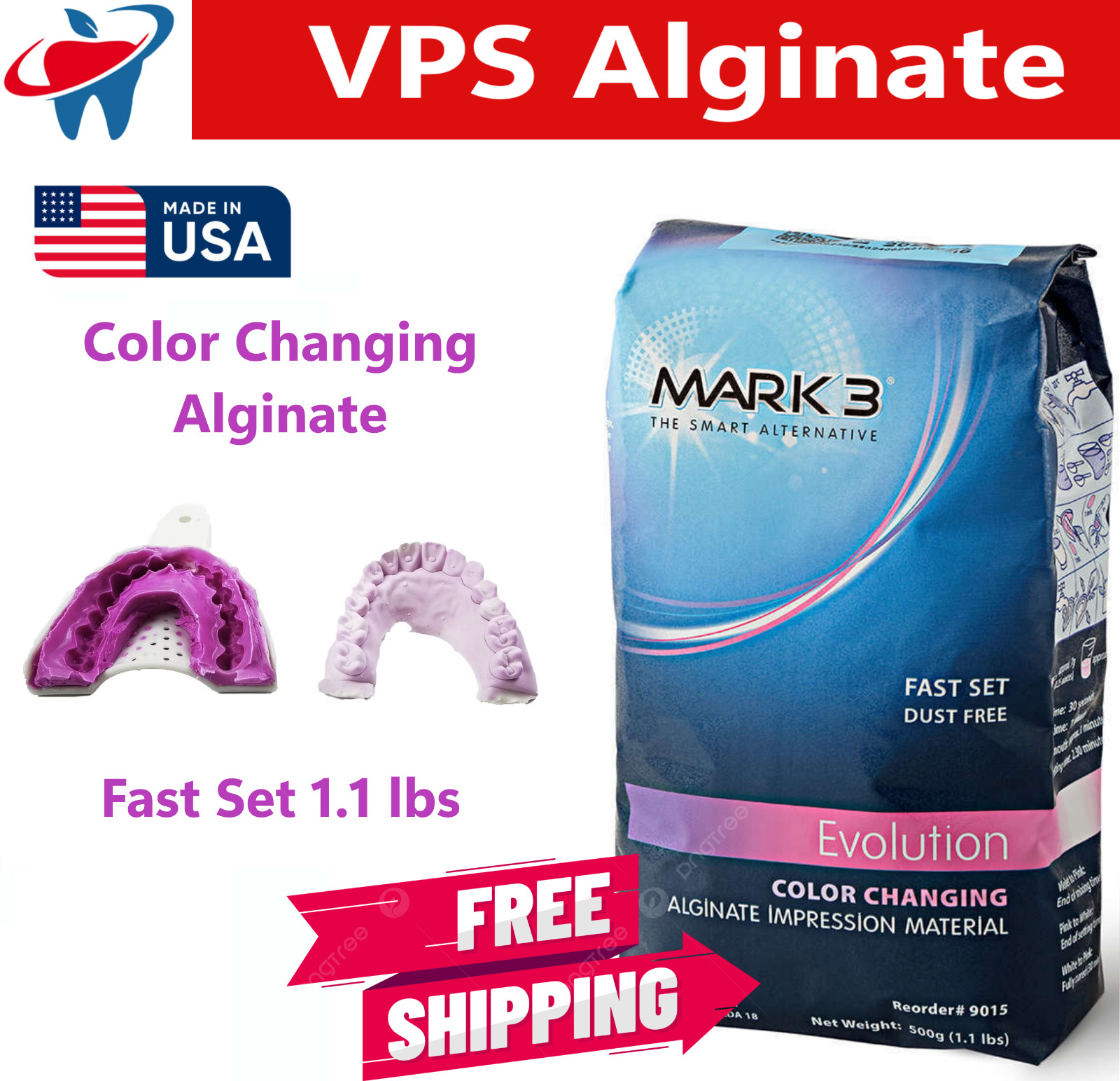 Color Change Chromatic Dental Alginate – High Precision, Easy Mixing, Fast Set