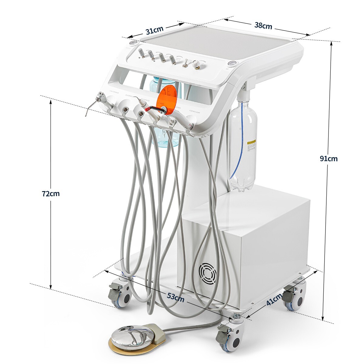 Dental Portable Delivery Unit System Air Compressor 4Holes Mobile Cart /Chair