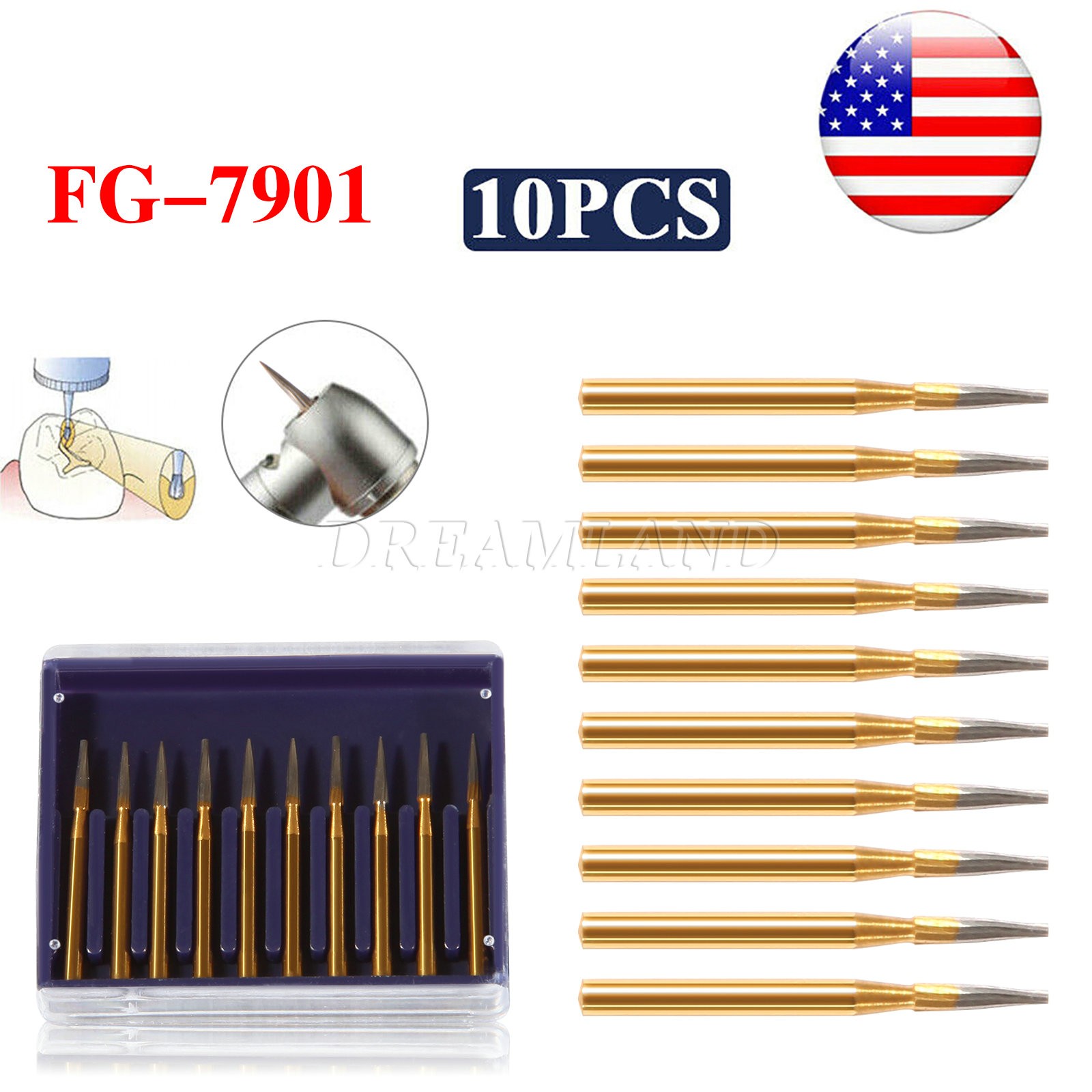 FG7901 Premium Carbide Needle Shaped Bur 12 Blades 10pcs/pk