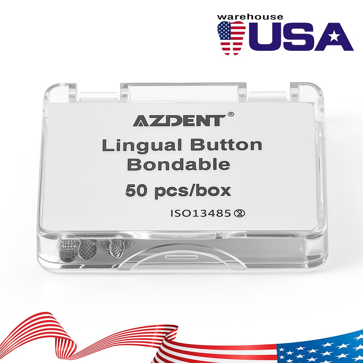 50pcs Dental Orthodontics Lingual Buttons Bondable Monoblock Round/Rectangular