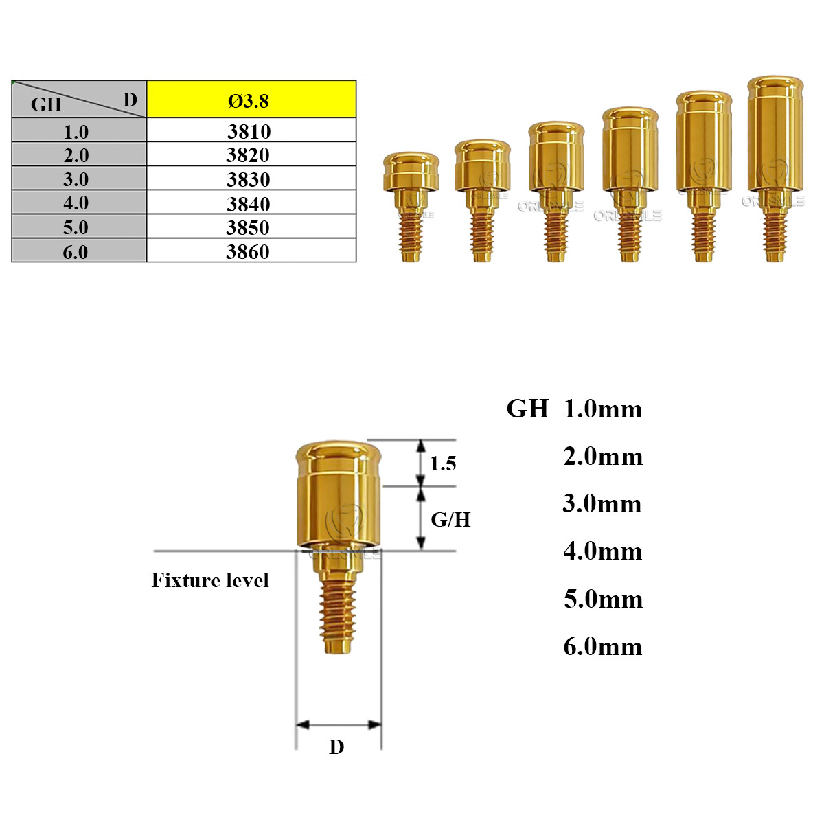 Locator abutment attachment Only abutment fit to Sweden&Martina-3.8 GH1-6