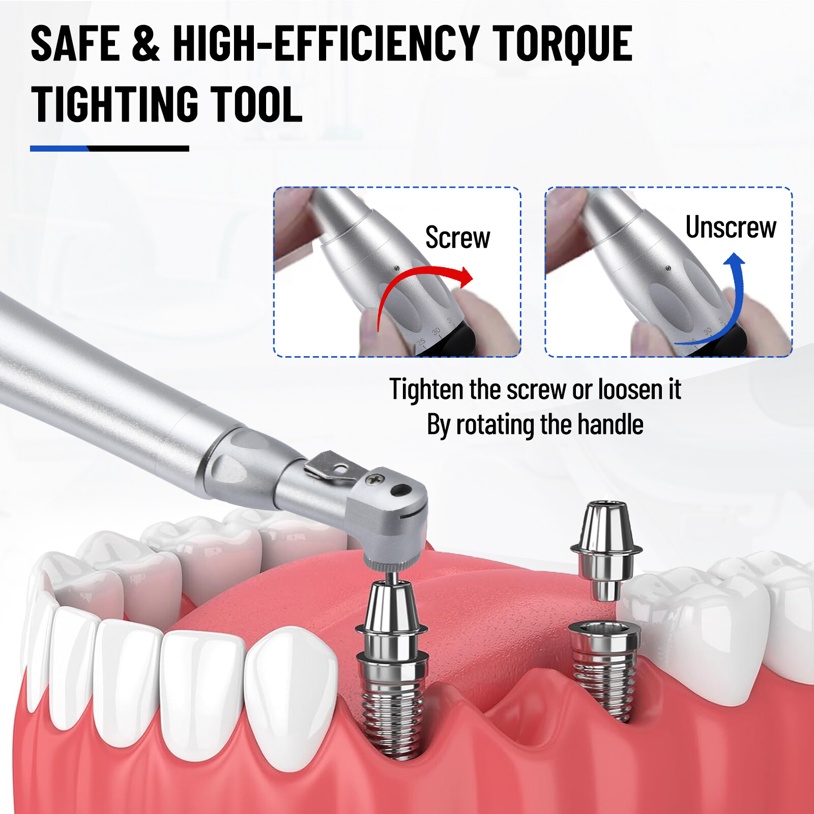 NEW Dental Torque Wrench Universal Implant Wrench Contra Angle 16 Drivers Wrench