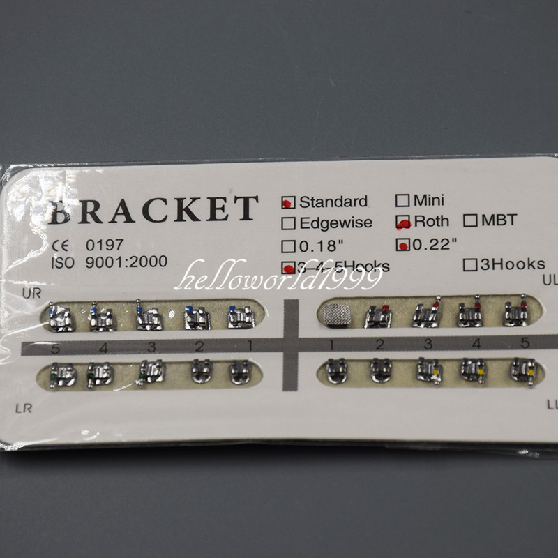 20 Pcs/Set Dental Orthodontic Standard Roth 0.22”Slot 345 Brackets Braces Metal
