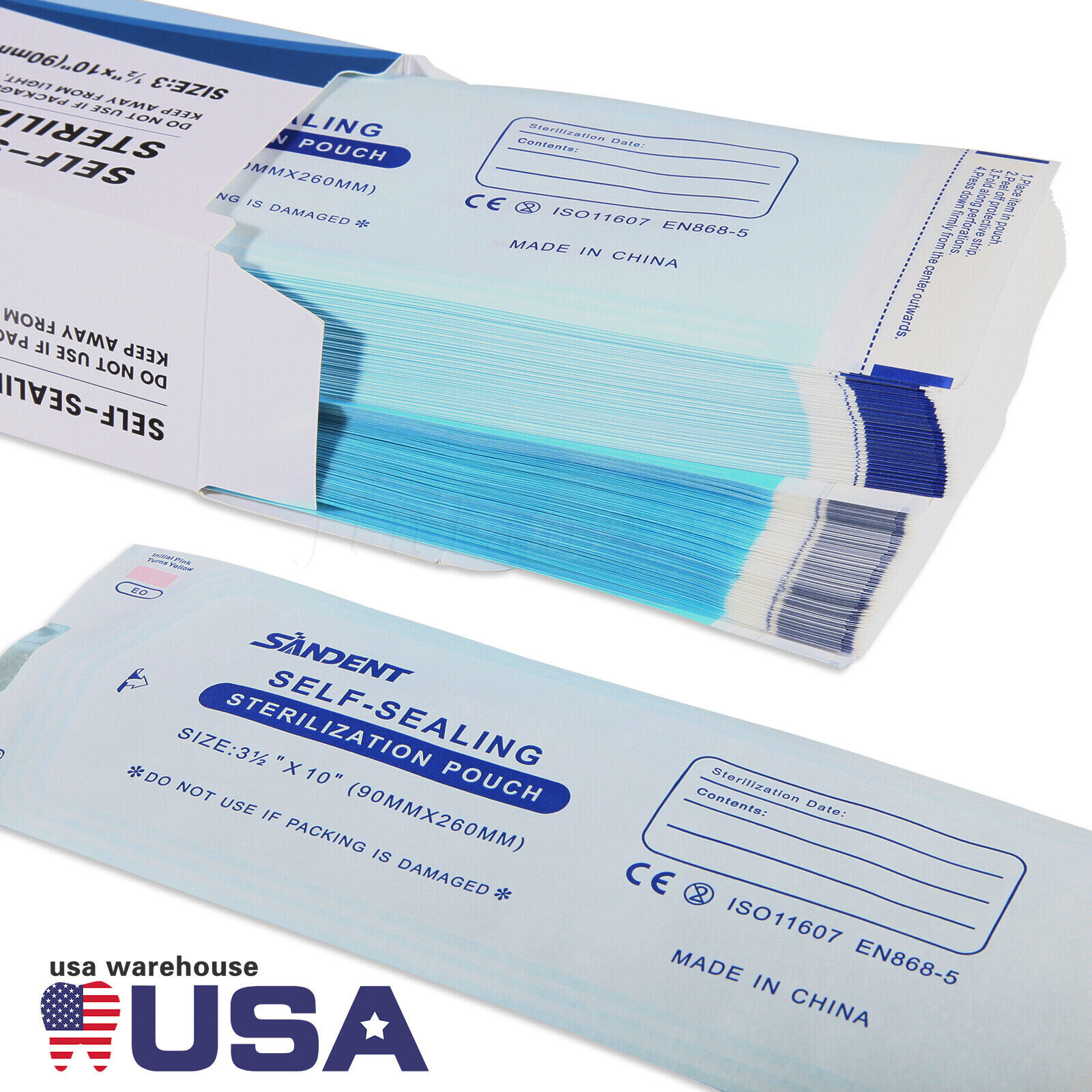 200-2000 3.5″ x 10″ Self-Sealing Sterilization Pouch Sterilizer Bag Autoclave