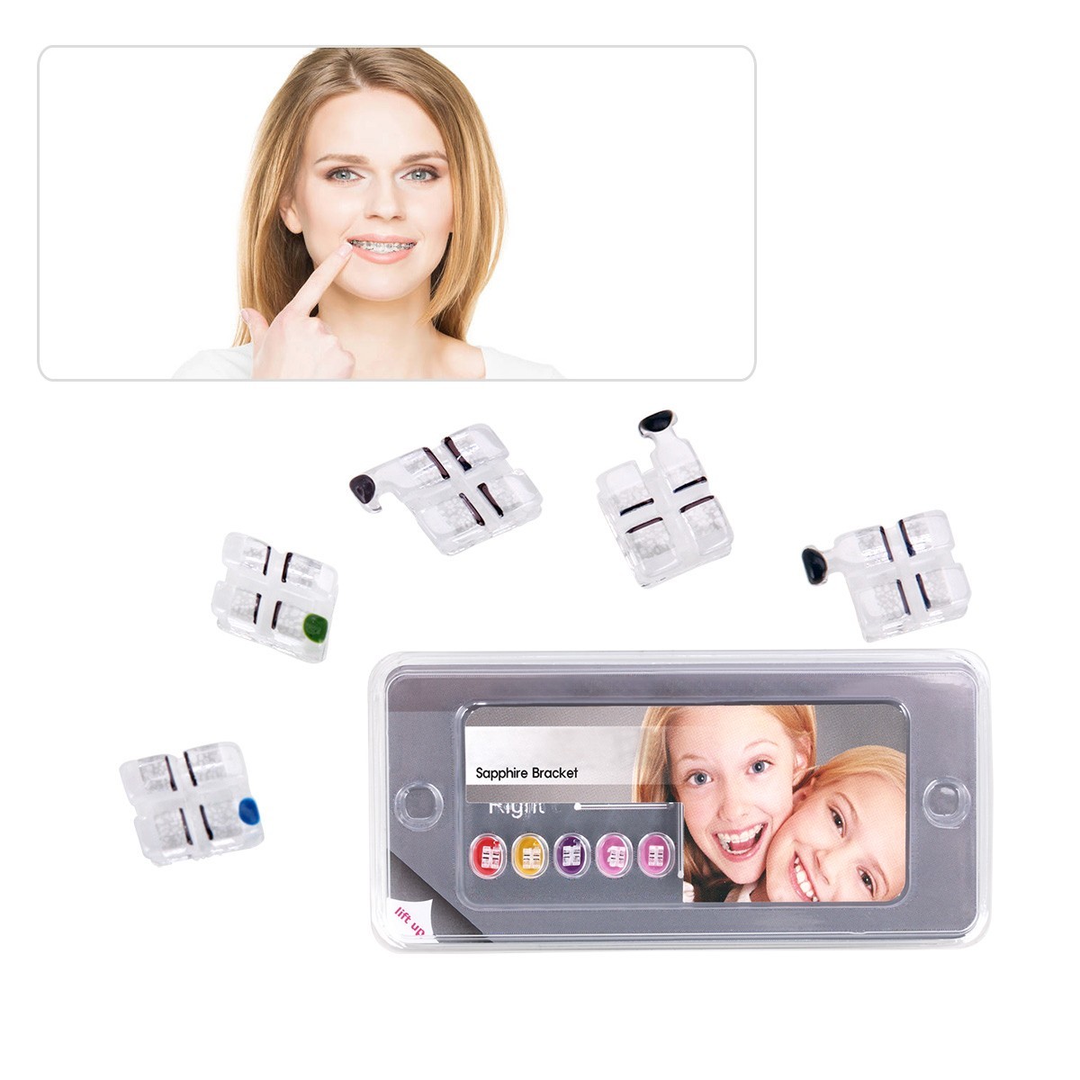 ABSOLUTE Dental Ortodoncia Brace Zafiro Cerámica Mini Roth 022 /018 Gancho 345