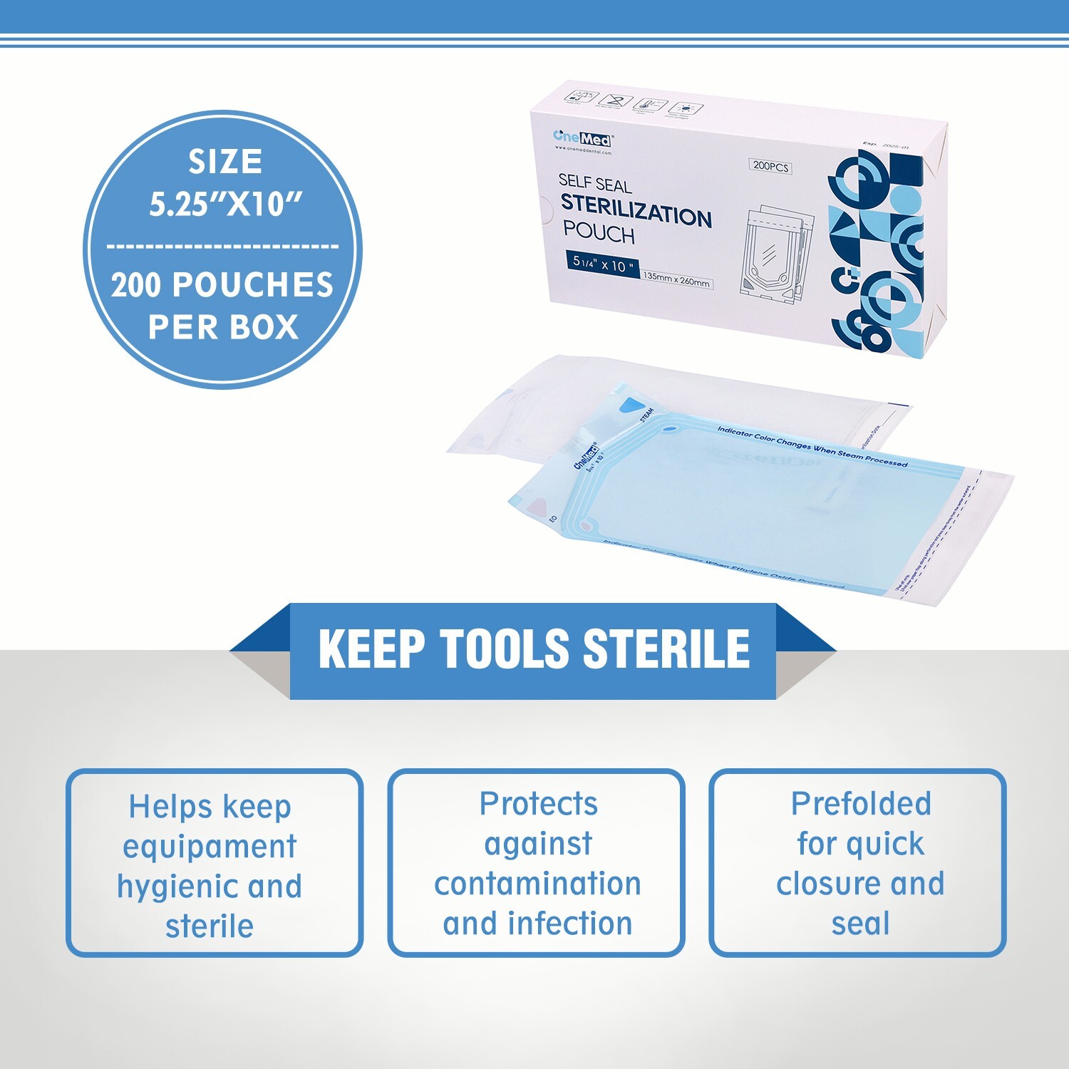 2000(10 Boxes) 5.25″x10″ Dental Sterilization Pouches Sterilizer Autoclave Bags
