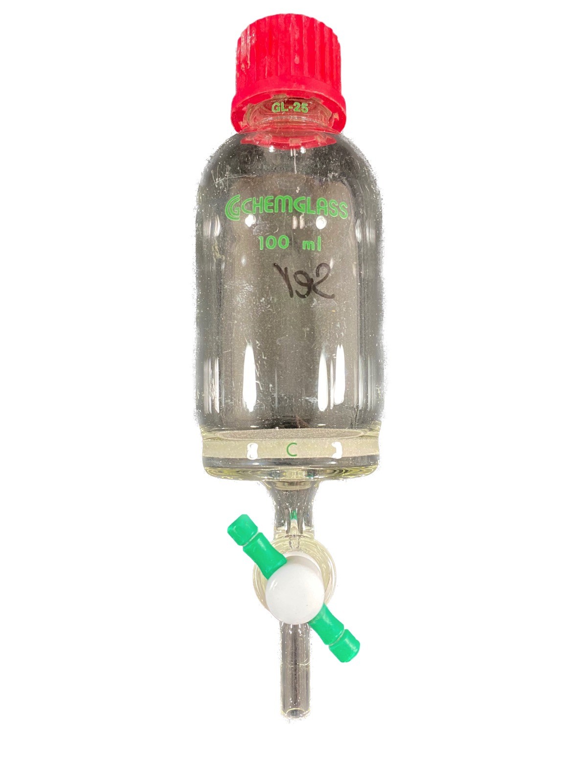 CHEMGLASS Glass 100mL GL-25 Coarse Frit Solid Phase Peptide Synthesis Vessel (A)