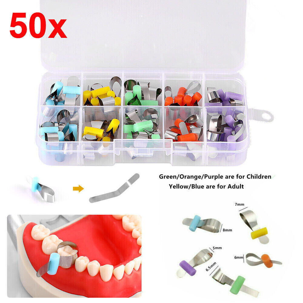50 Pcs/Box Dental Polyester Matrix Bands Sectional Contoured Locker Retainerless
