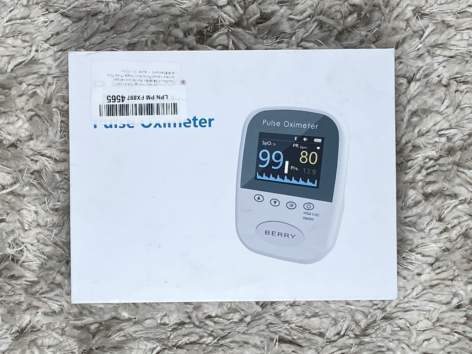 Berry Pulse Oximeter for Newborn kids and adult, bluetooth oxygen monitor finger