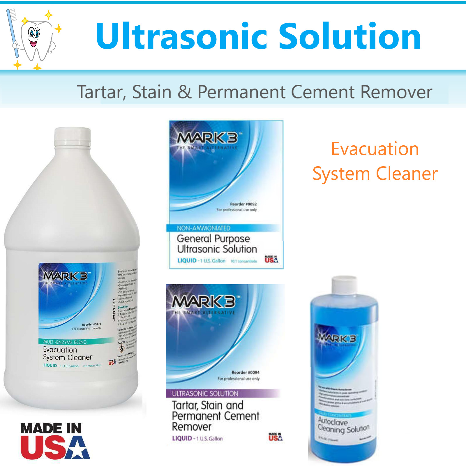 Dental General Ultrasonic Solution Evacuation System Cleaner Cement Remover 1 Gl