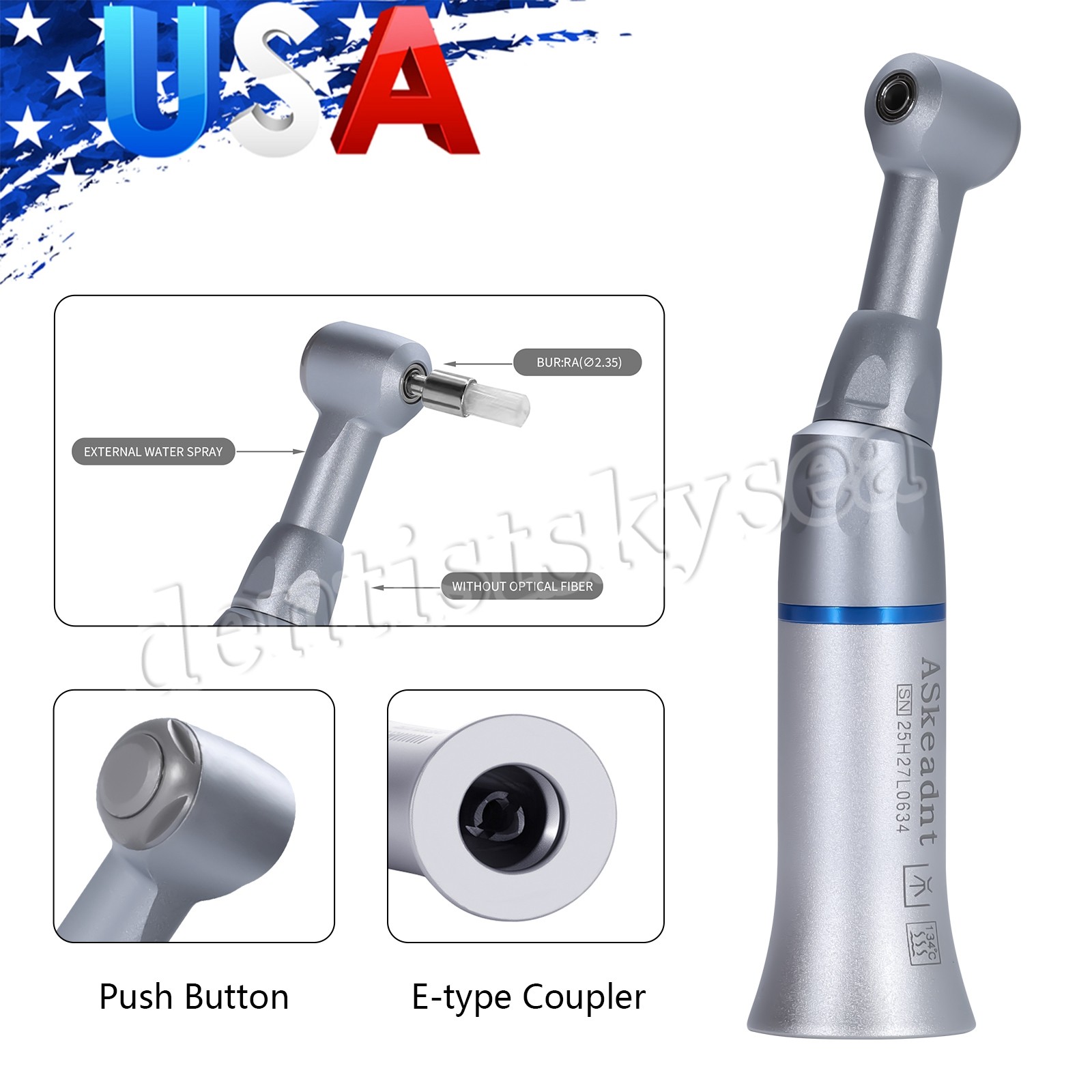 10X YAD Dental Low Speed Handpiece Push Contra Angle Fit NSK E-type USPS