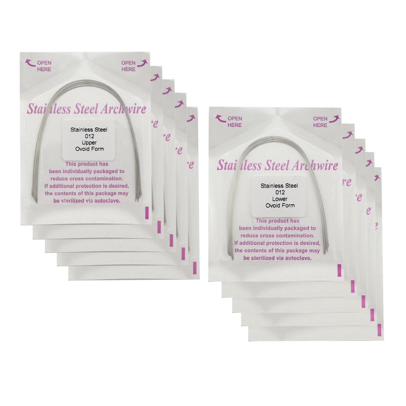 100pcs Dental Orthodontic Arch Wire Stainless Steel Ovoid Form Round Rectangular