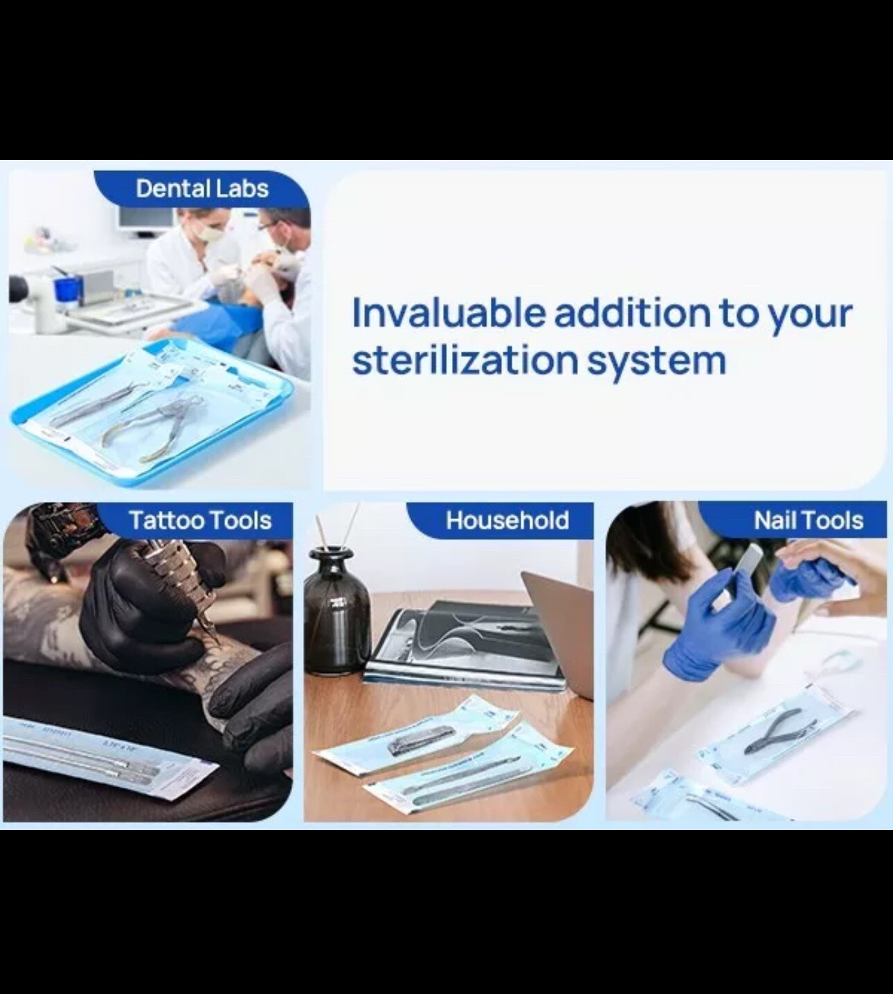 2000/Case JMU Self Sealing Sterilization Pouches Dual Indicator, Size 3.5″x6.5″