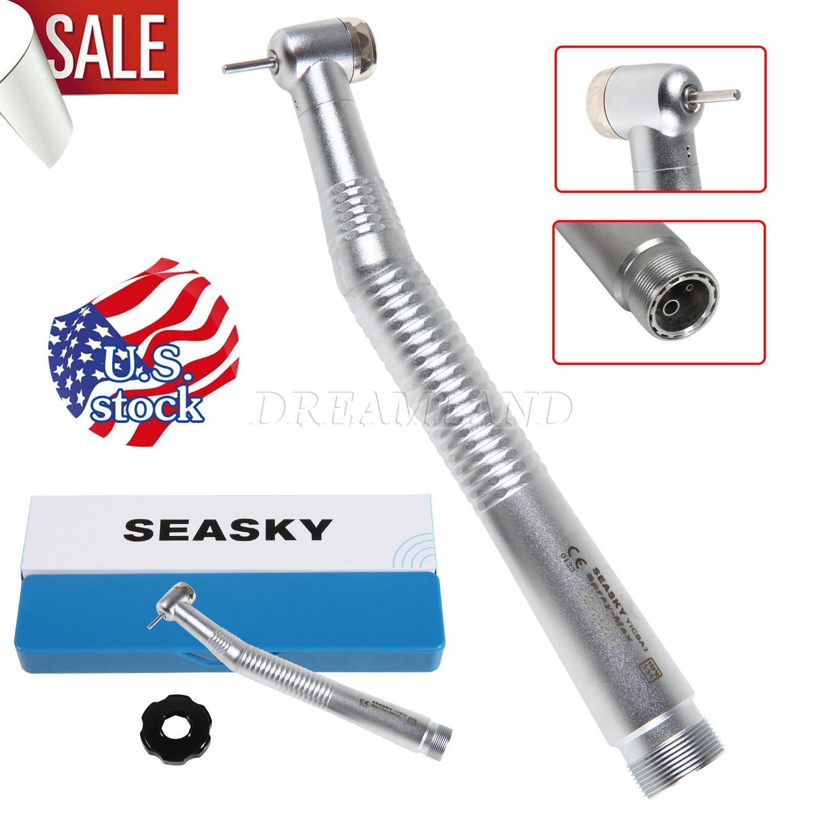 1-5X USA Dental High Speed Handpieces Push Button 2Holes Steel Bearings