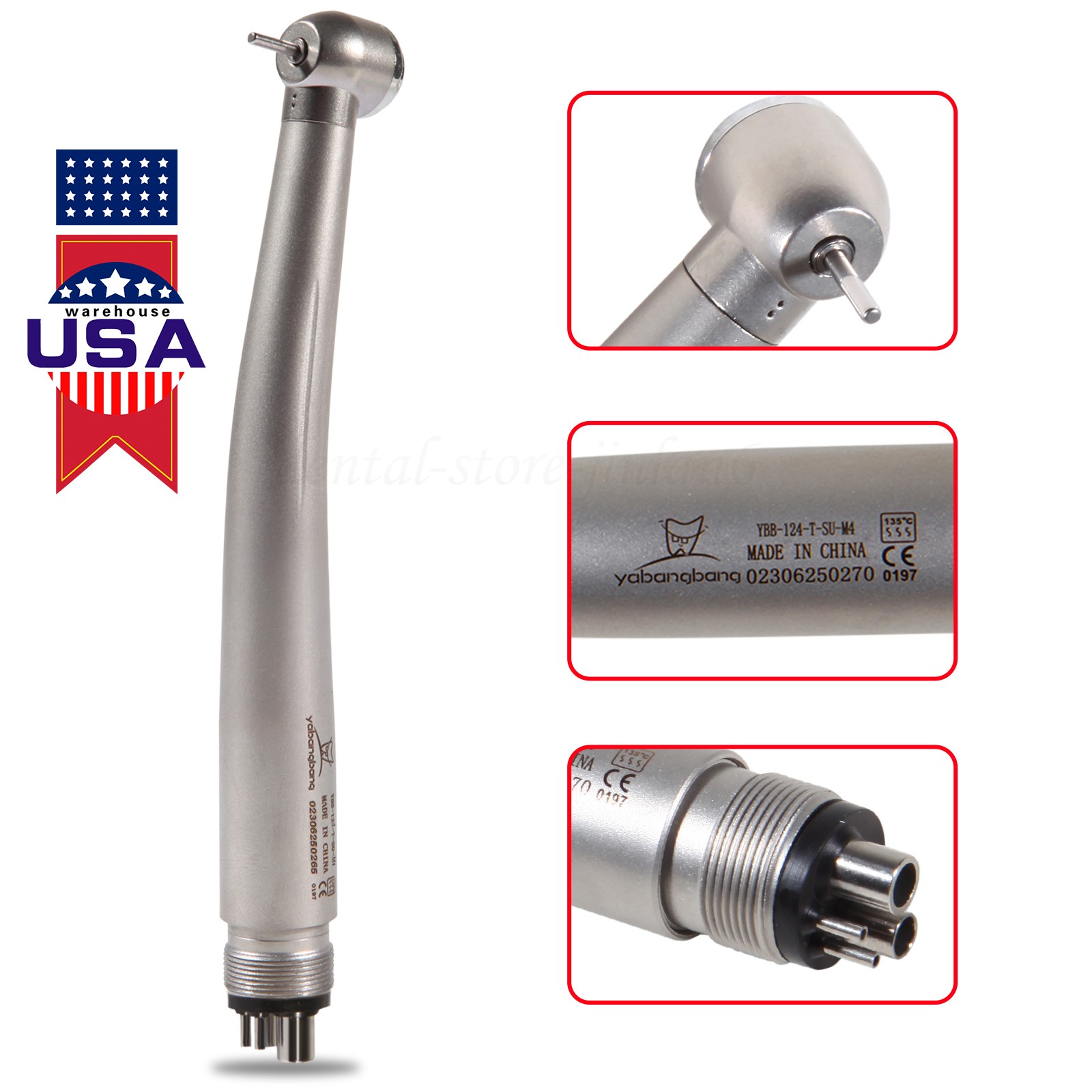 Dental High Speed Handpiece (LED E-generator) Push Button Type 4 holes For NSK