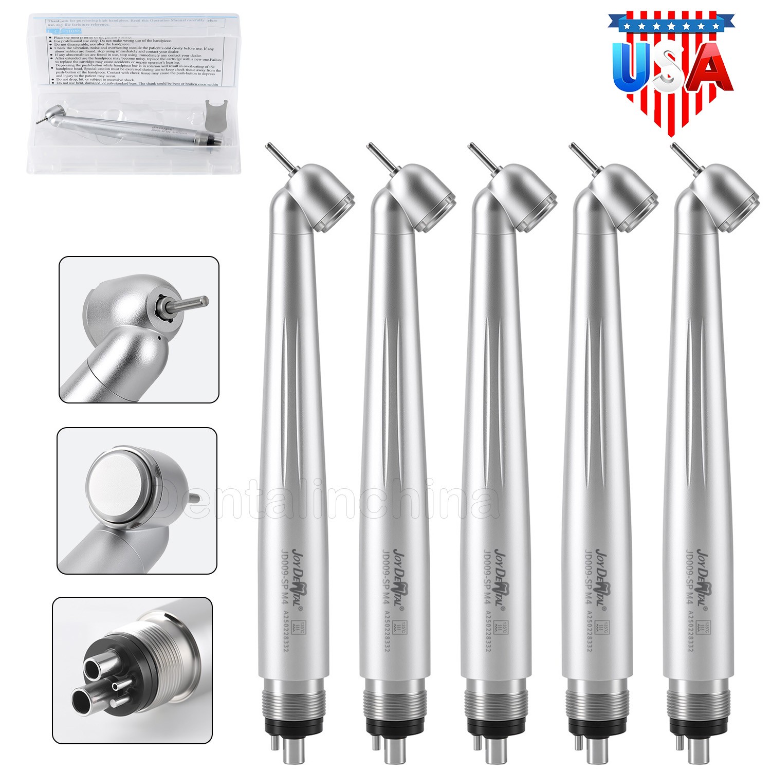 Dental Surgical High Speed Handpiece 45 Degree Push Button Standard Push 4 Hole