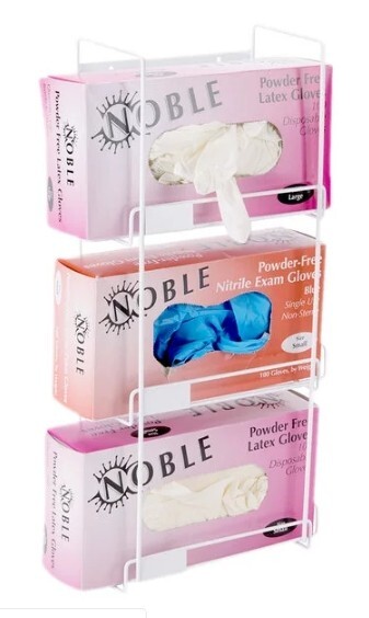 3-Tier Glove Box Holder White Wire Wall-Mount Saves Counter Space